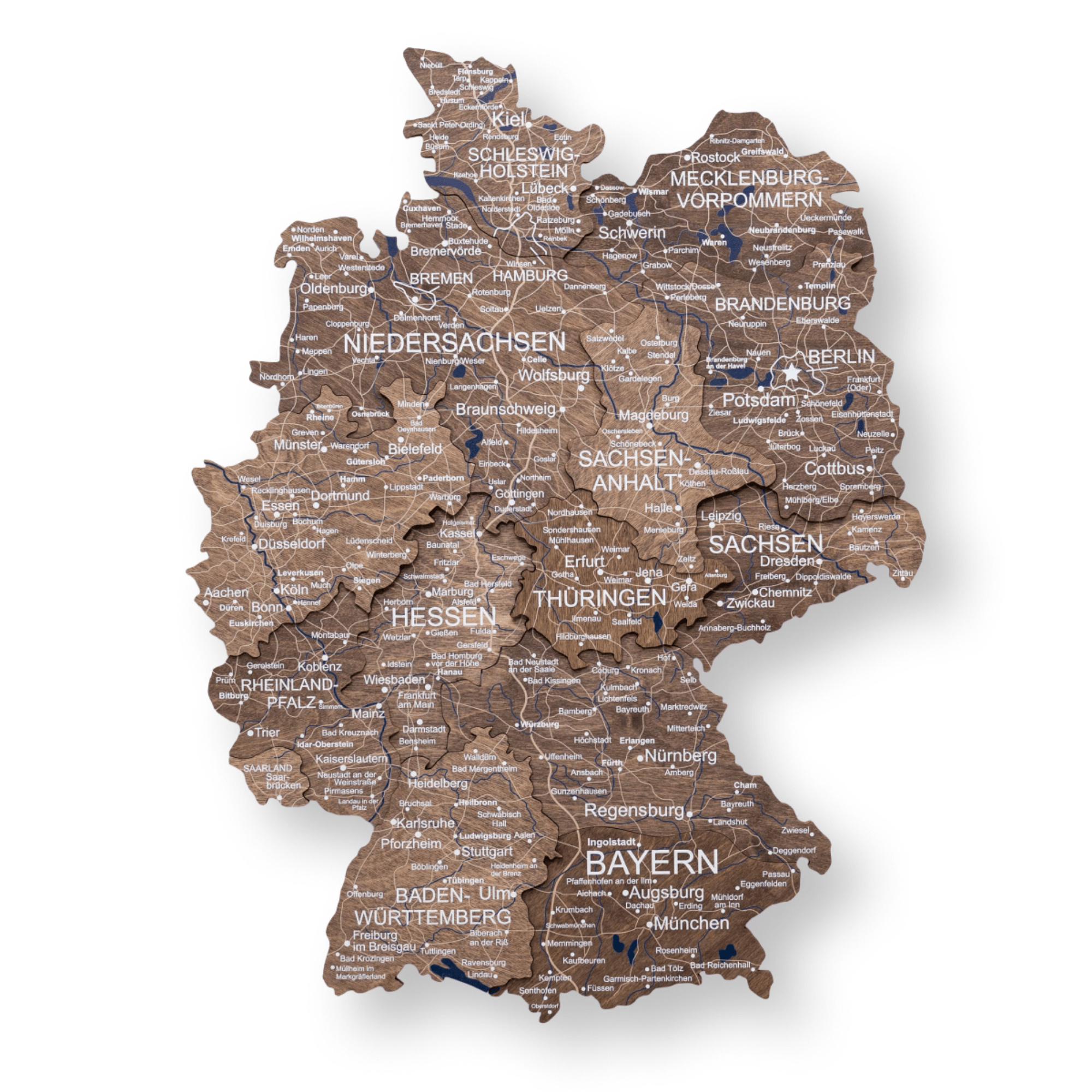 Mappa della Germania in legno