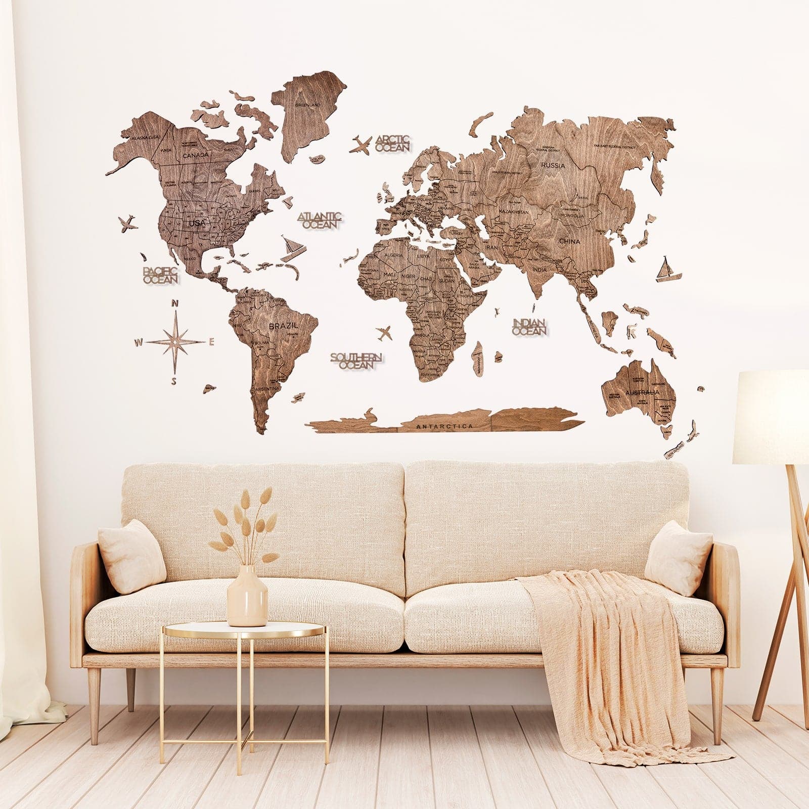 Mappa del Mondo in Legno