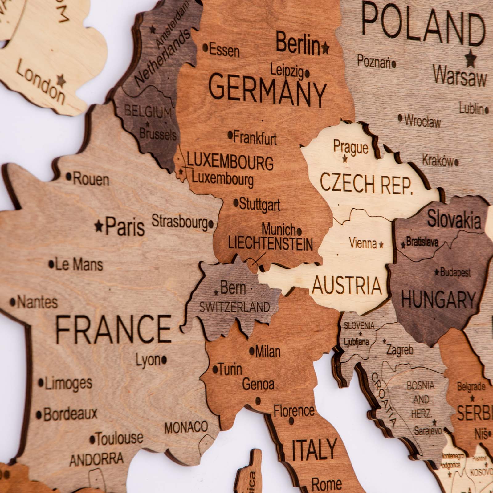 Mappa d’Europa 3D in Legno Multicolore