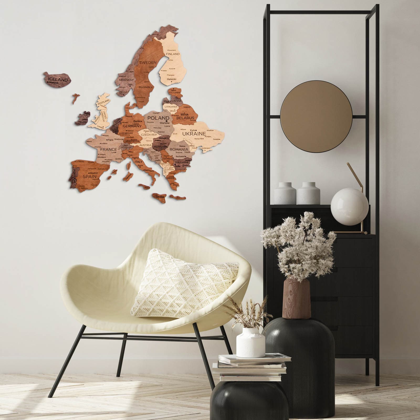 Mappa d’Europa 3D in Legno Multicolore