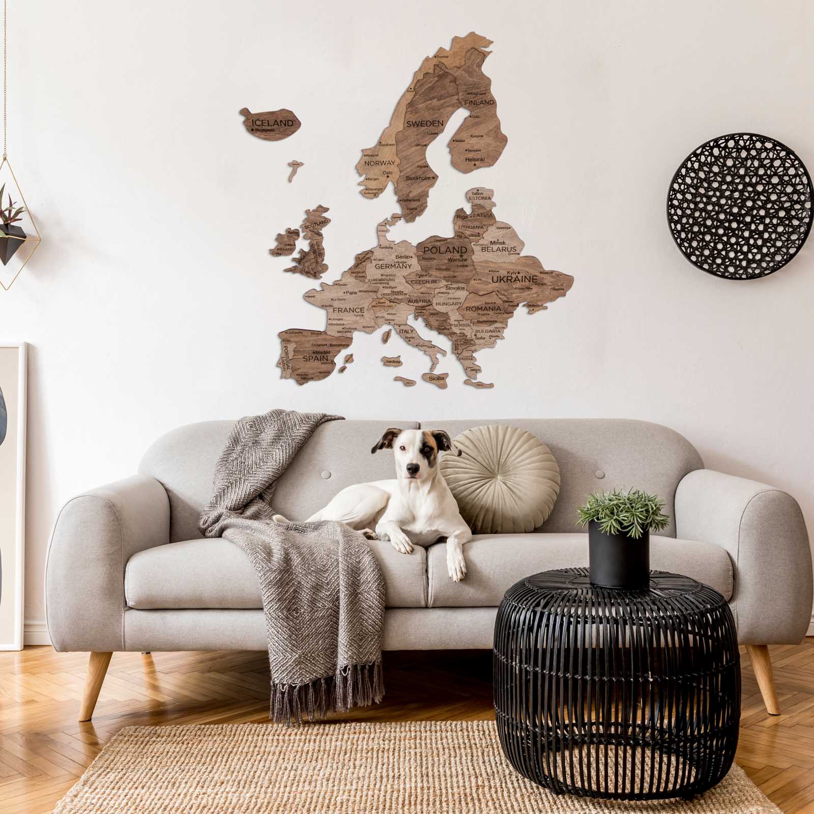 Mappa 3D d’Europa in Legno Terra