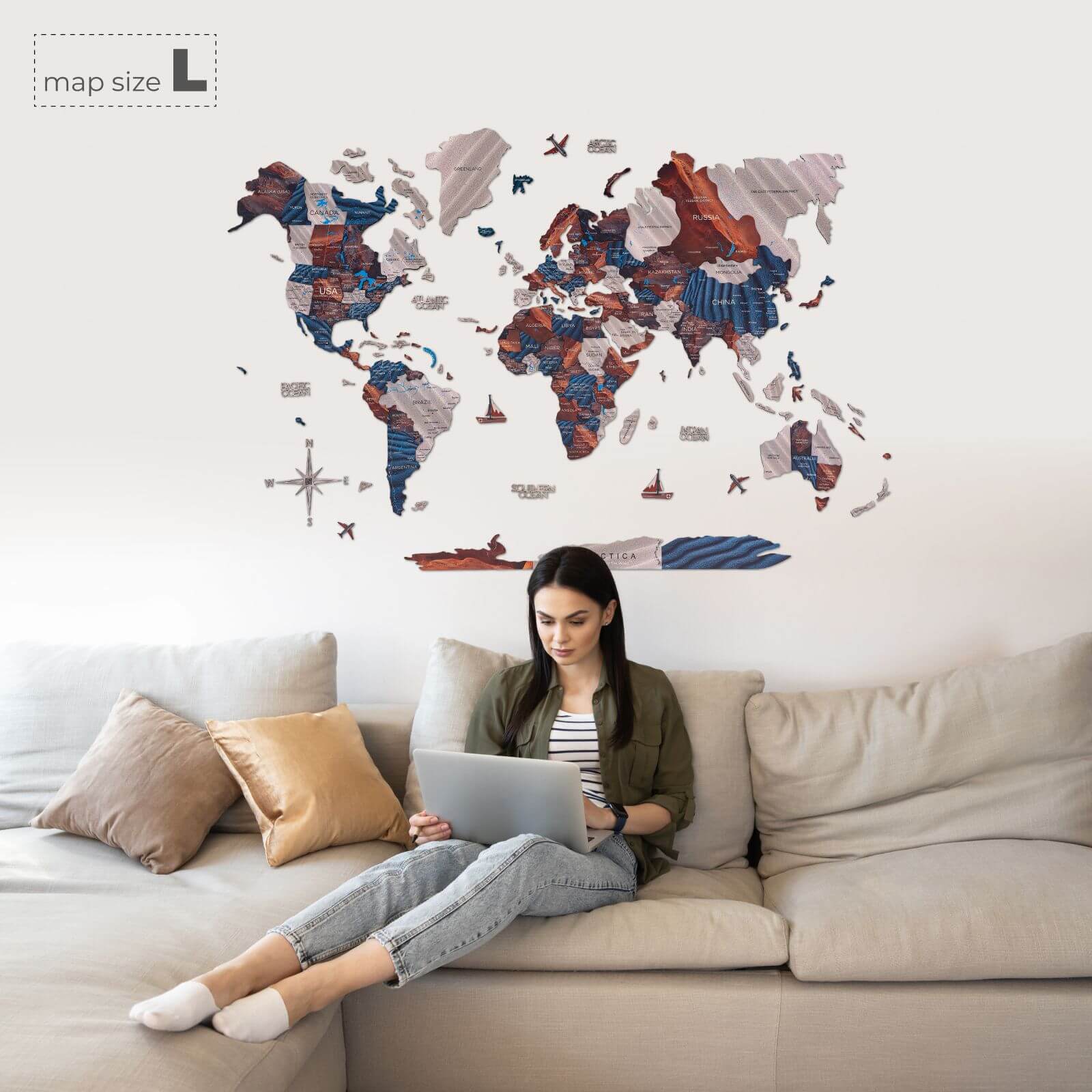 3d colored map wall decor