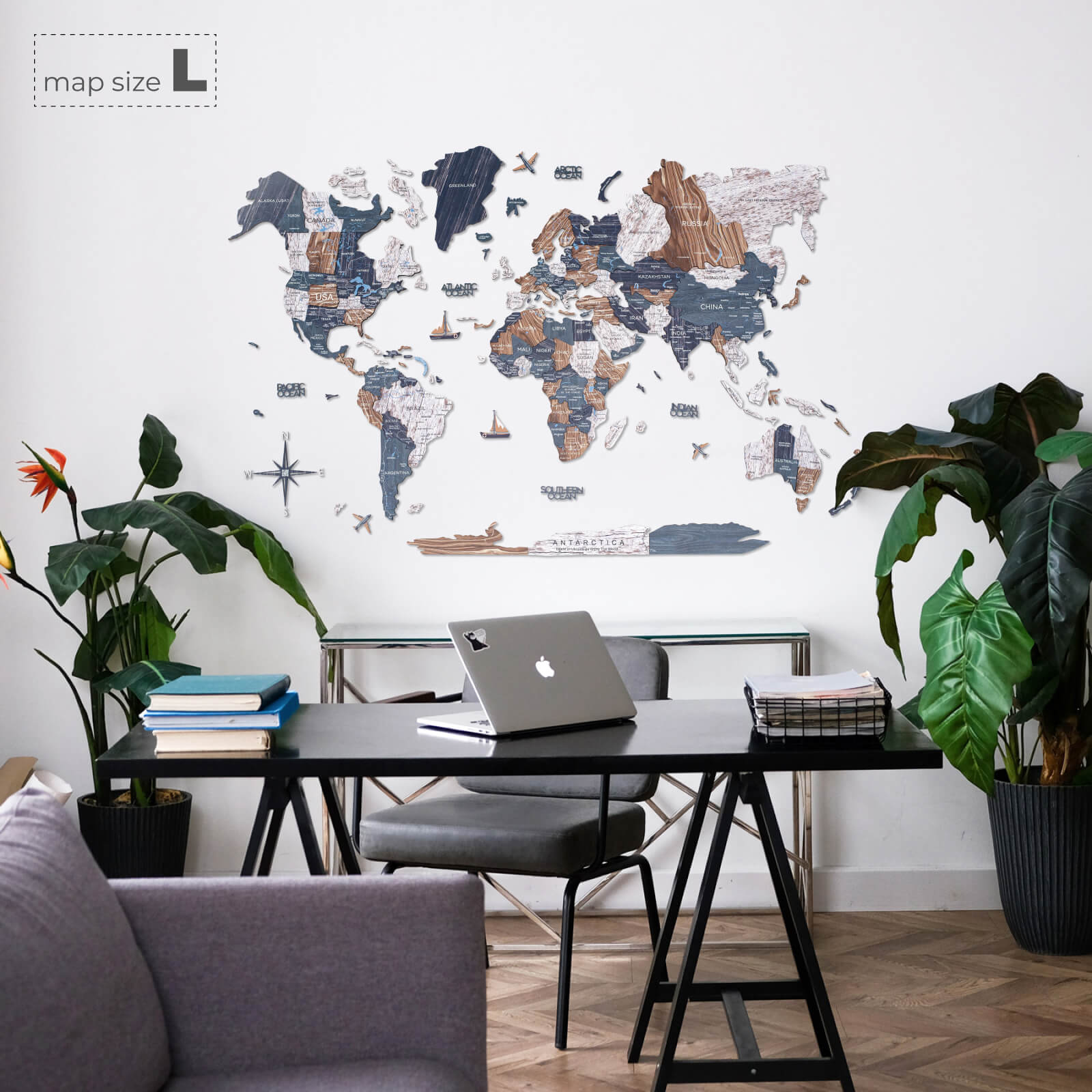 Mappa del mondo 3D in legno Mystery multicolore