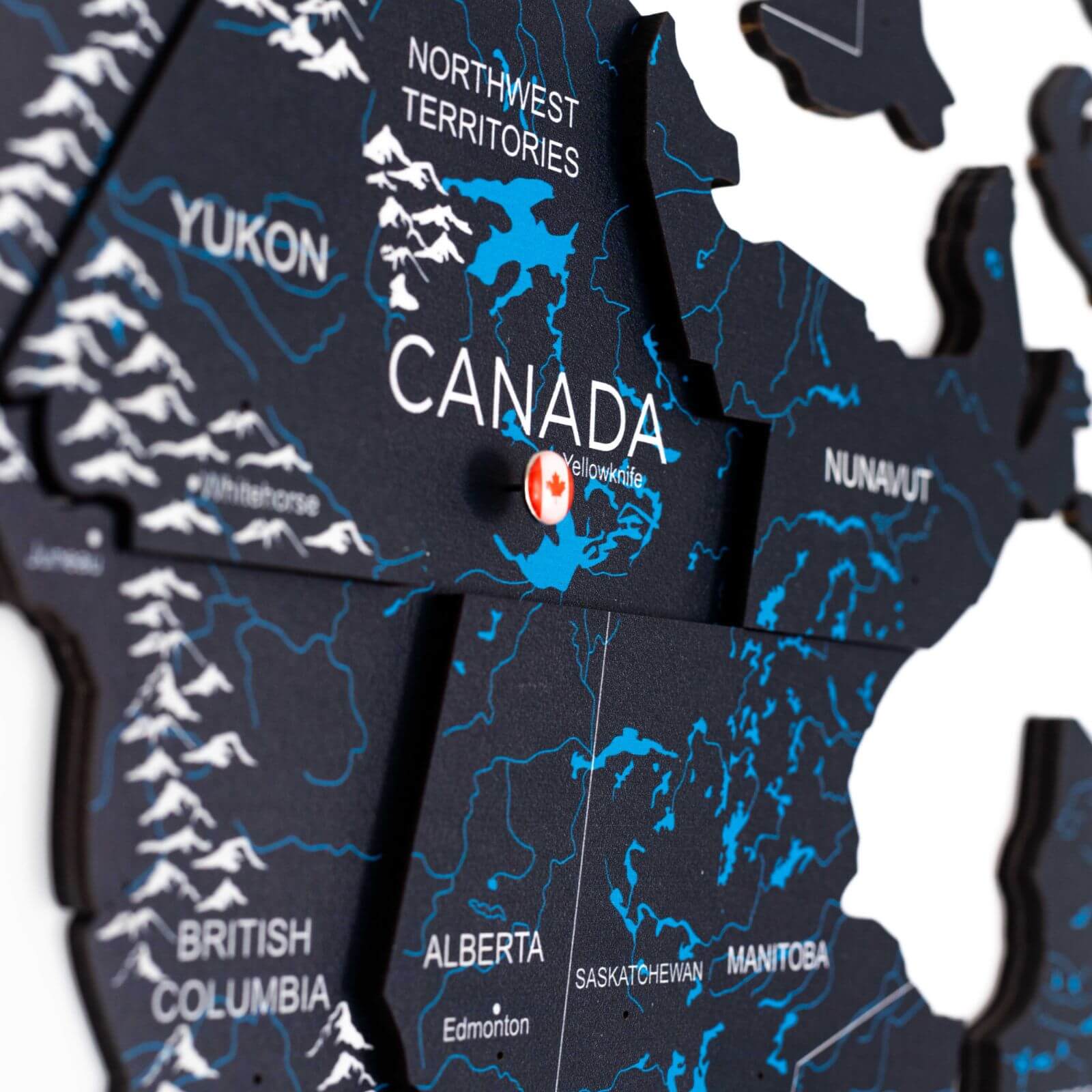 Mappa del Mondo 3D in Legno Midnight