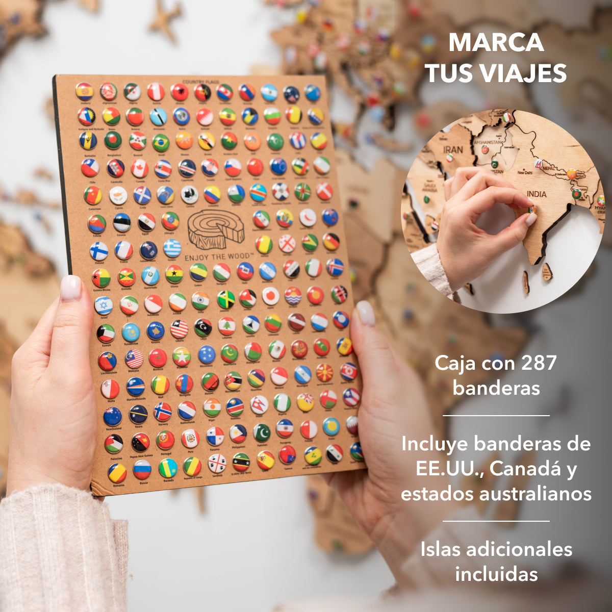 Arredamento minimalista mappa mondo legno chiaro