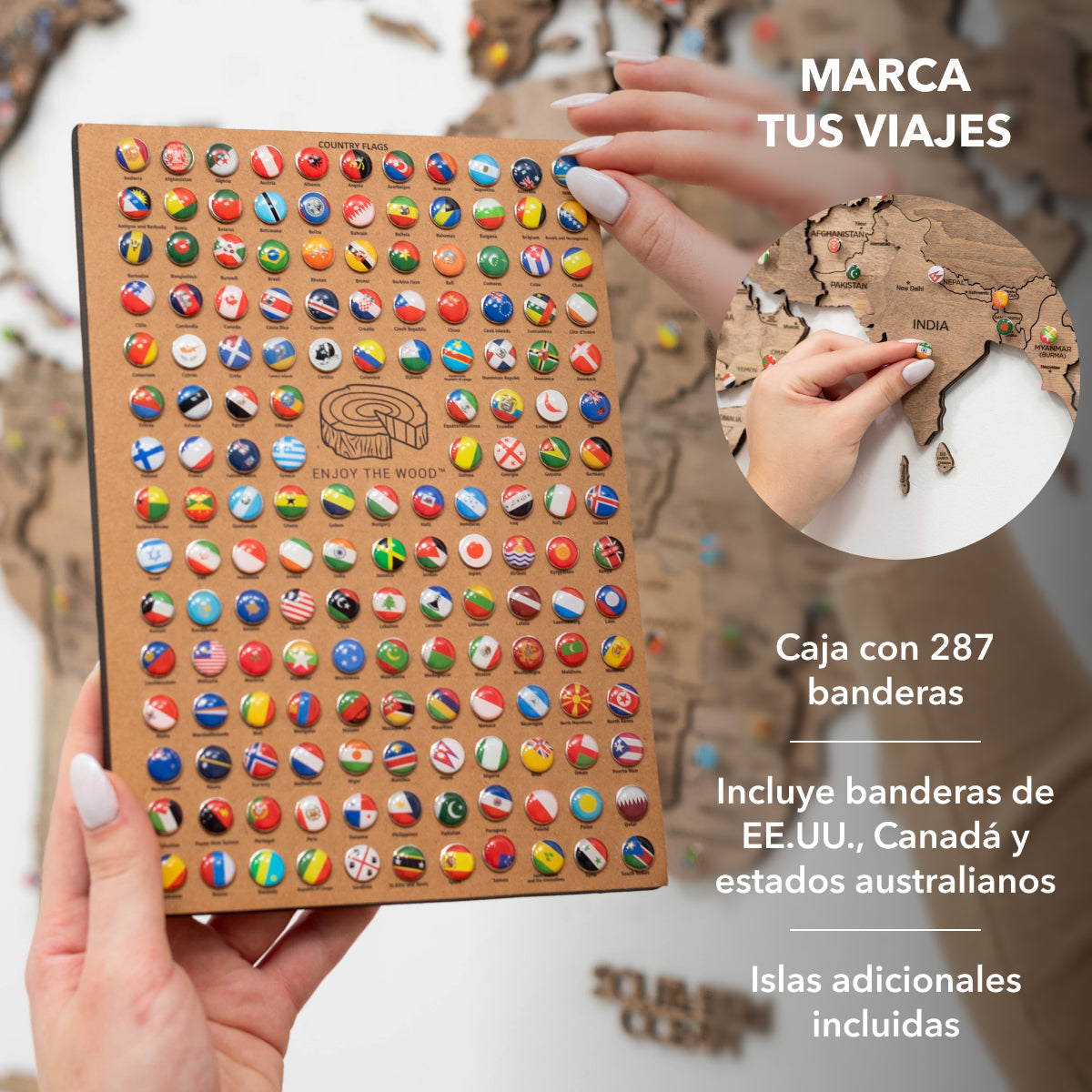 Mappa decorativa parete soggiorno legno Terra