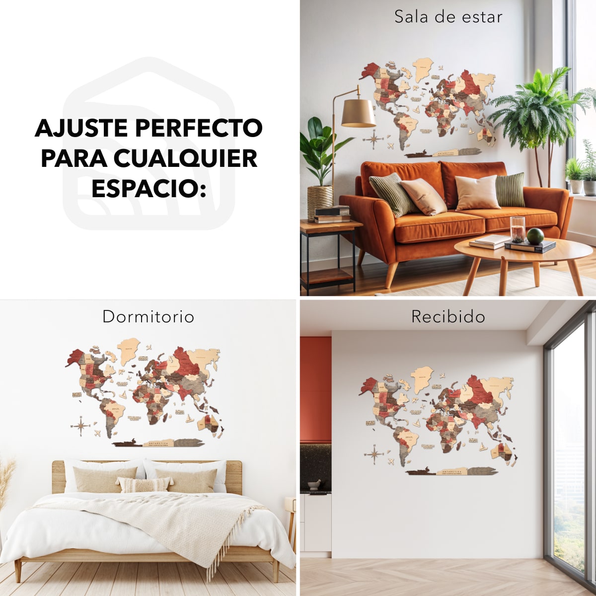 Mappa del Mondo 3D in Legno Fusion