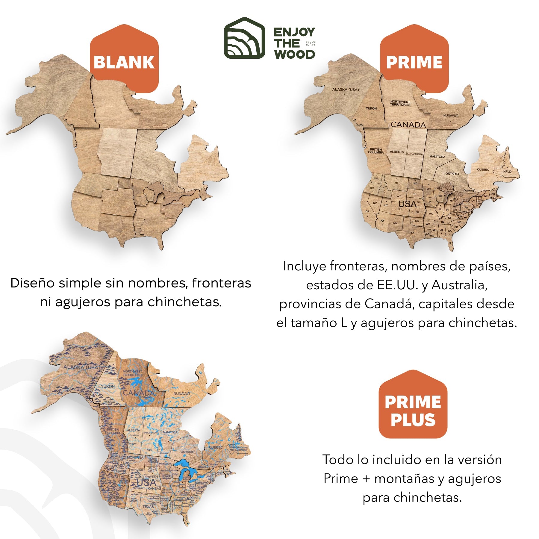 Mappa del mondo in legno sostenibile colore Terra