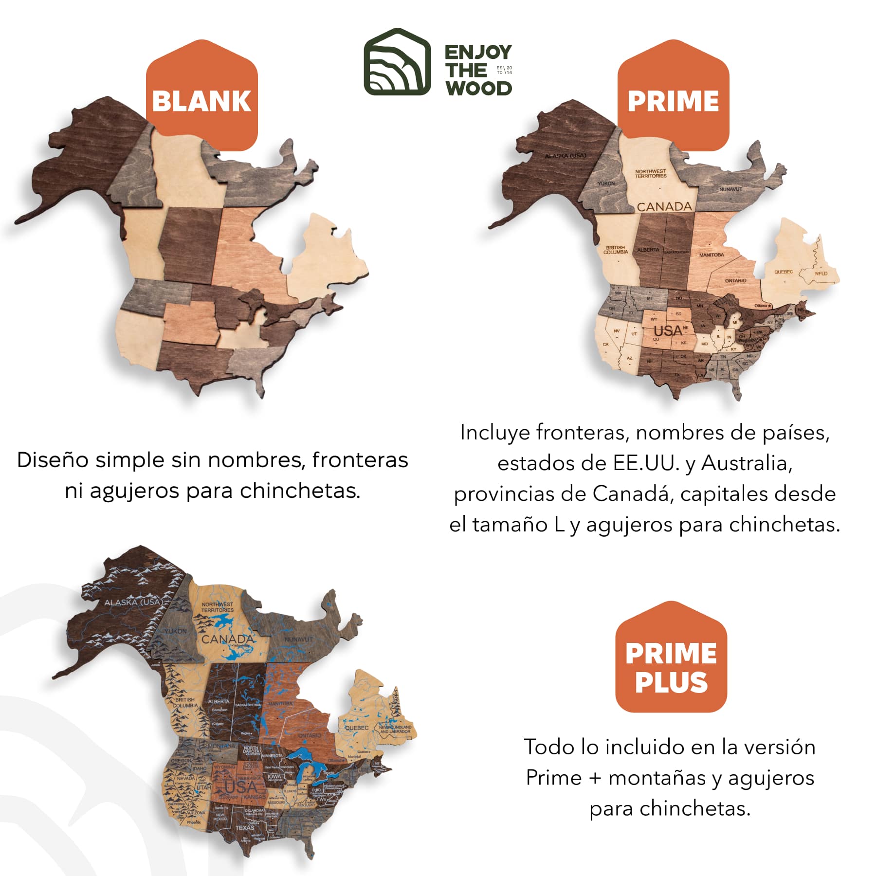 Mappa del Mondo 3D in Legno Smokey