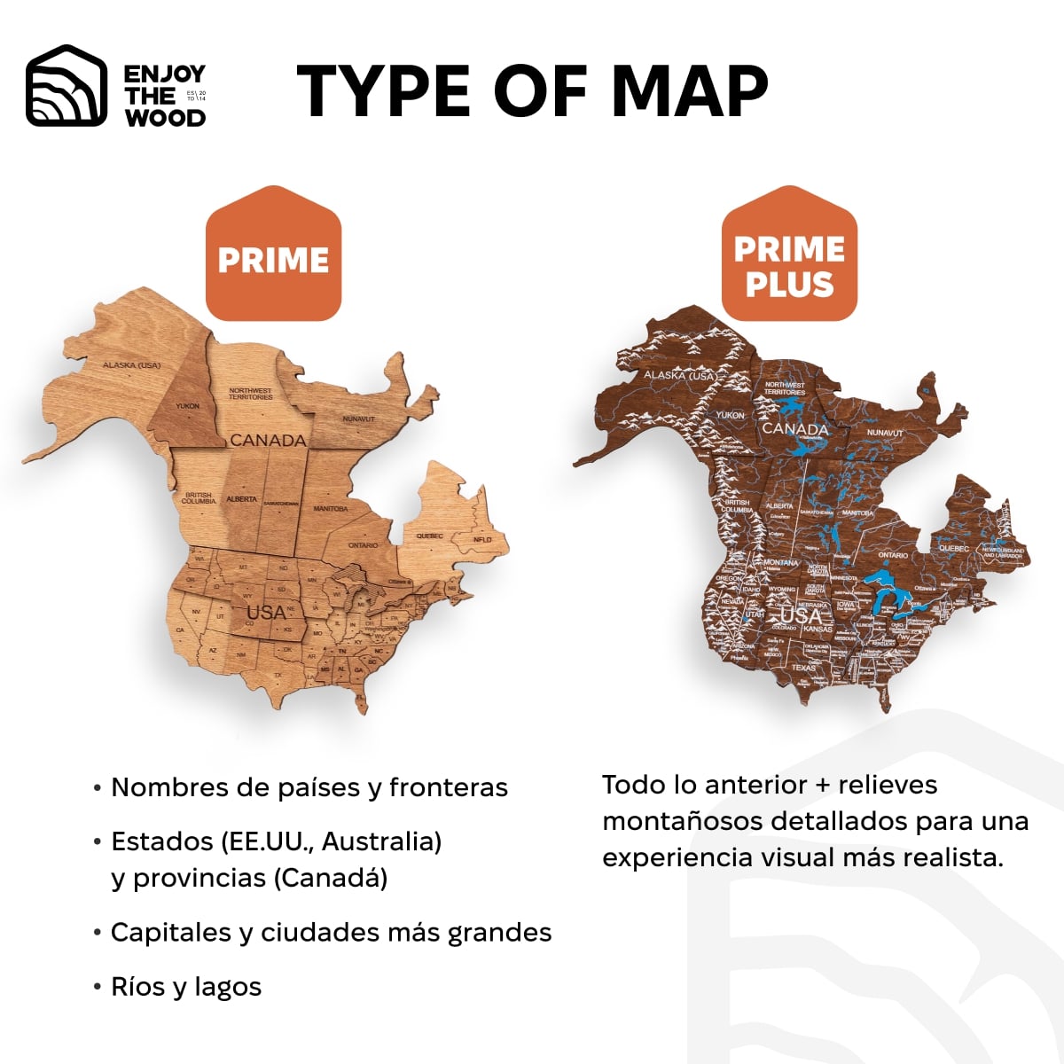 Mappa del Mondo 3D in Legno con Luce LED 3.0 Rovere