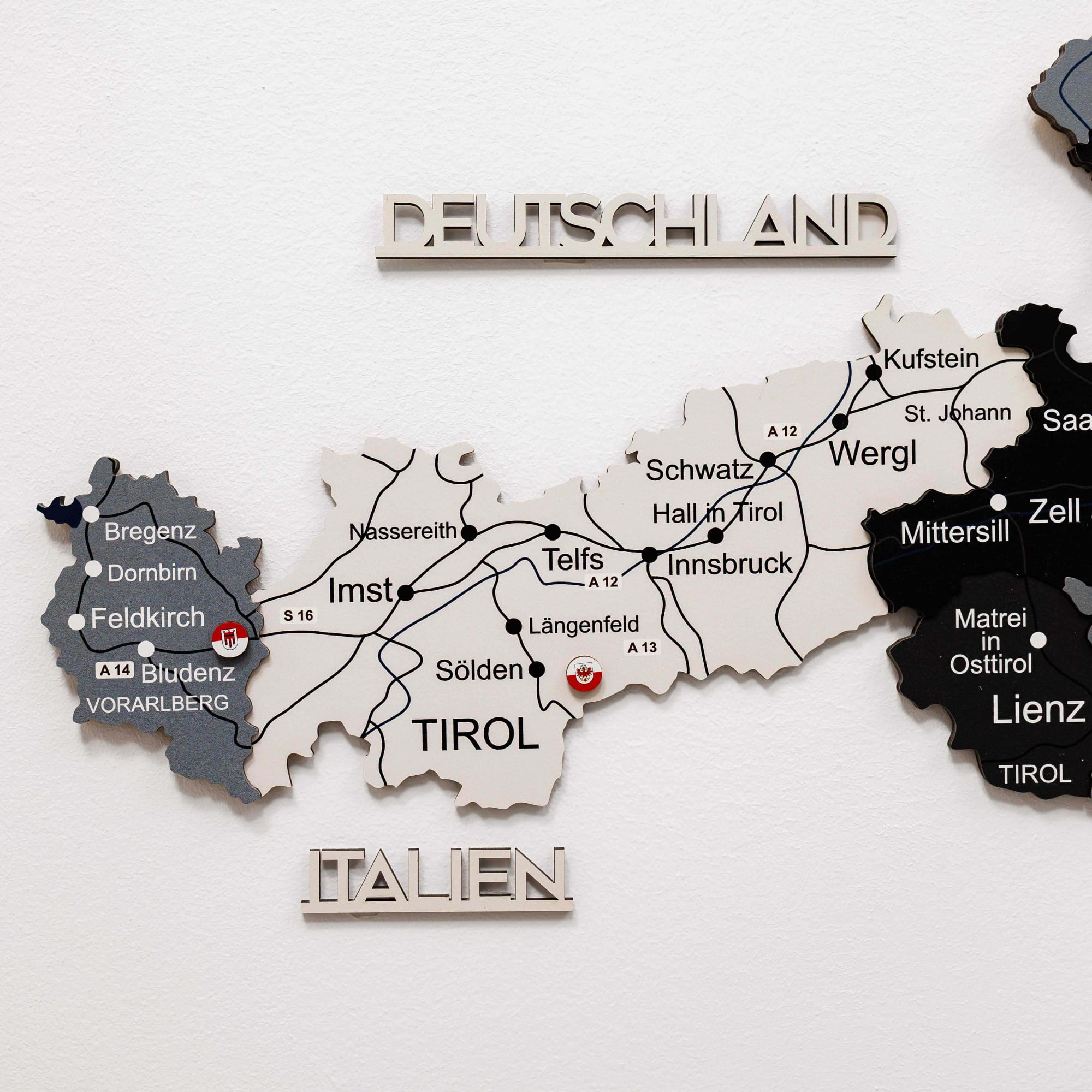 Map of Austria and Germany with cities labeled on a white background