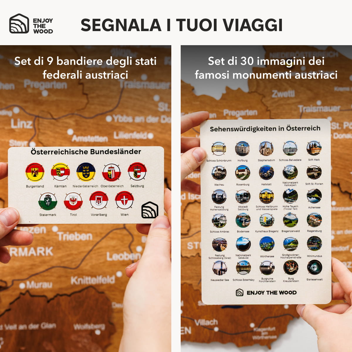 Mappa dell'Austria in legno Oak