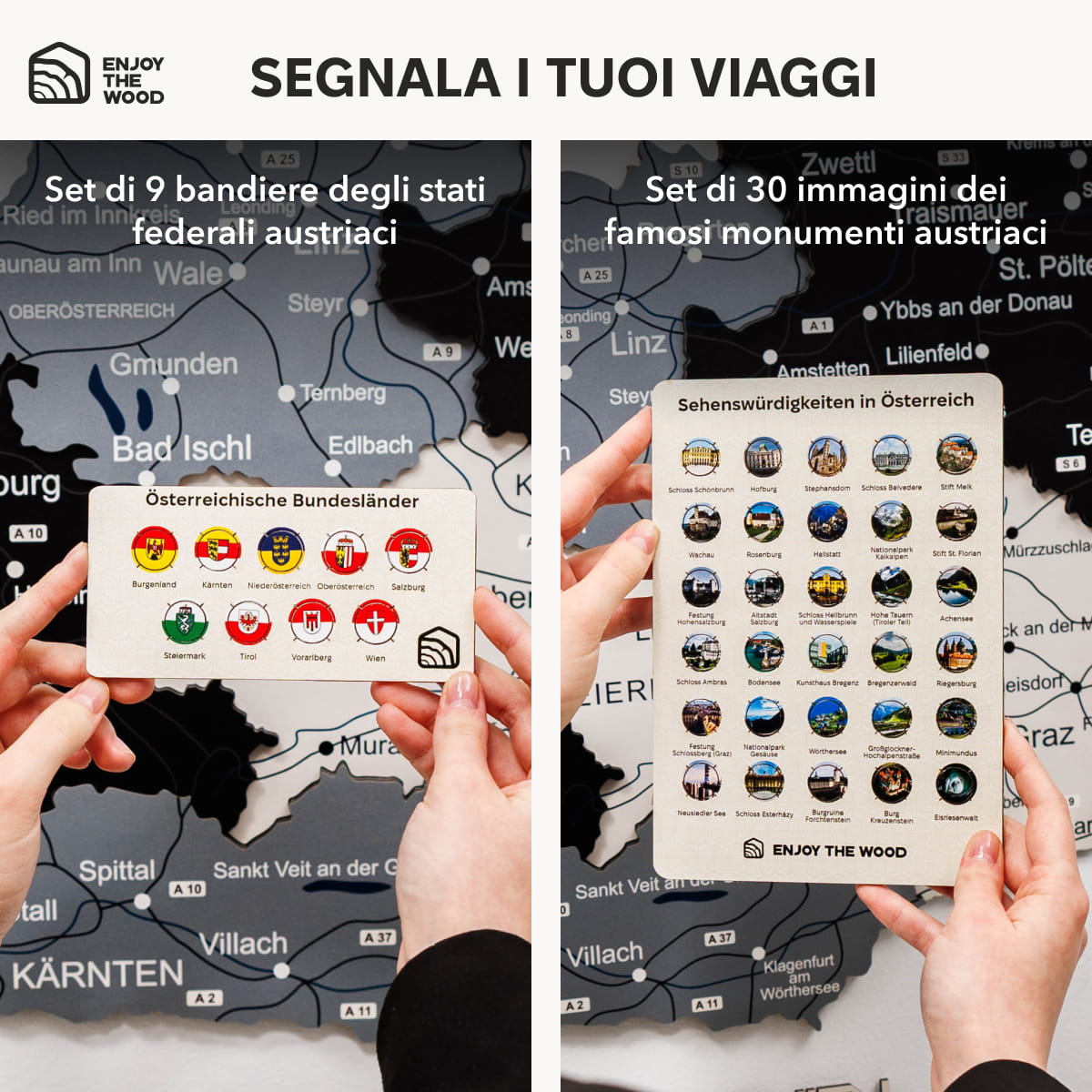 Mappa dell'Austria in legno Nordik