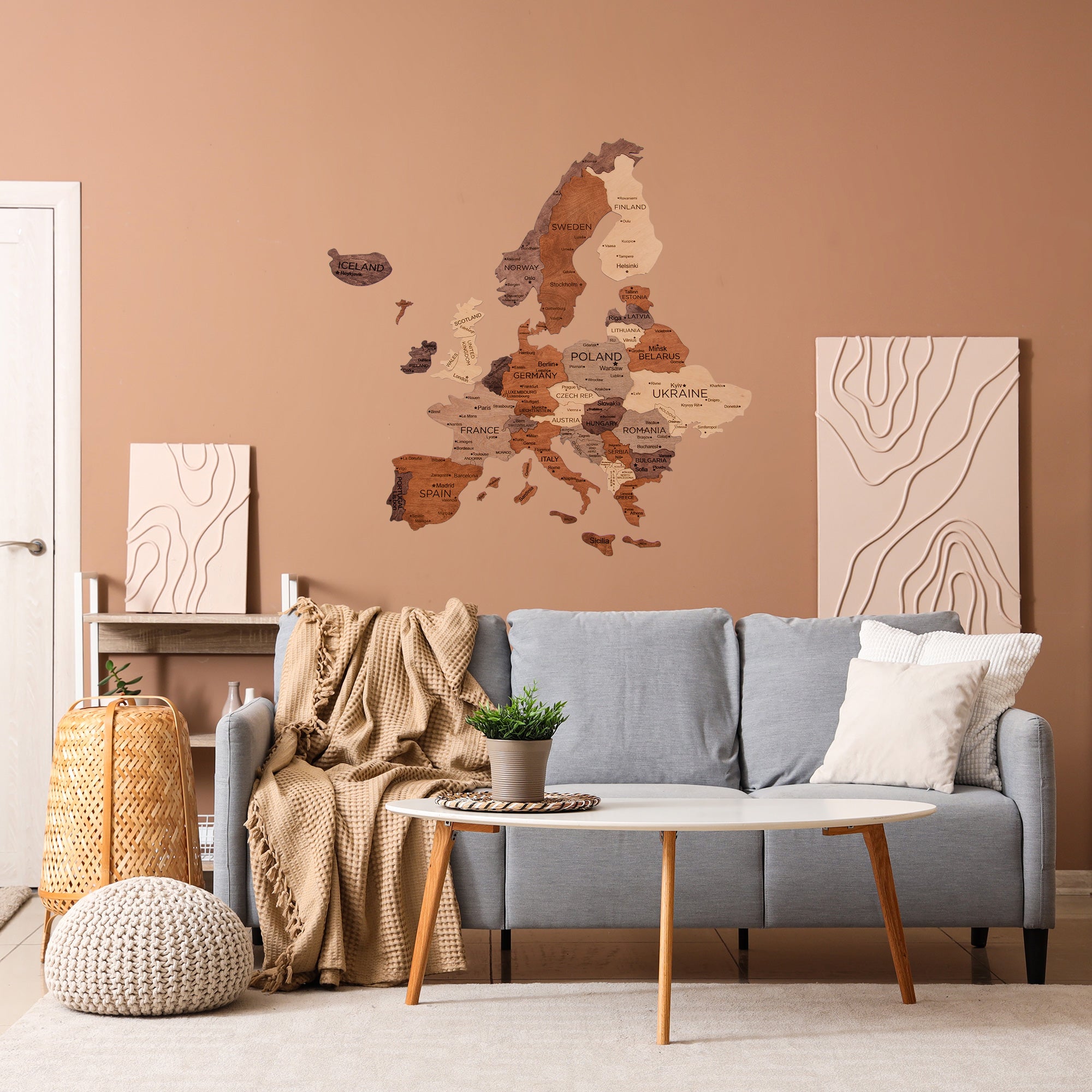 Mappa d’Europa 3D in Legno Multicolore