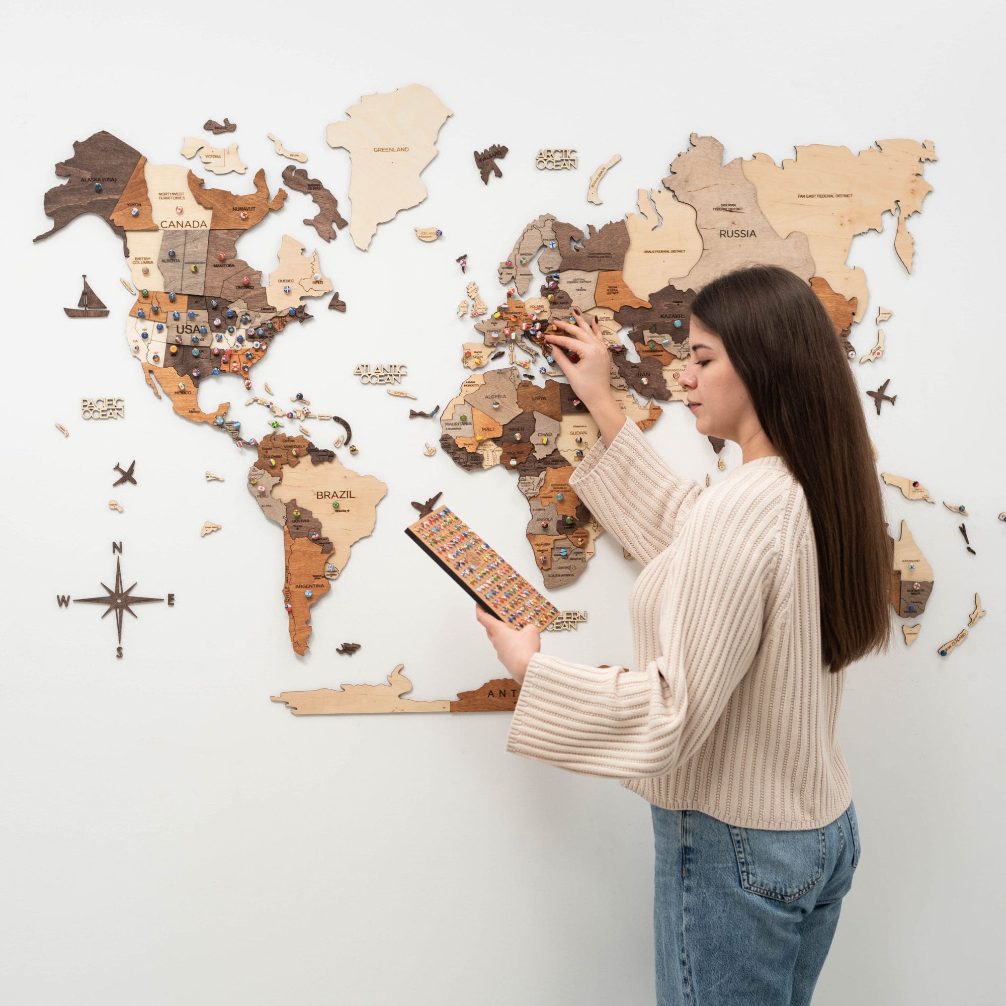 Regalo originale viaggiatori mappa 3D multicolore