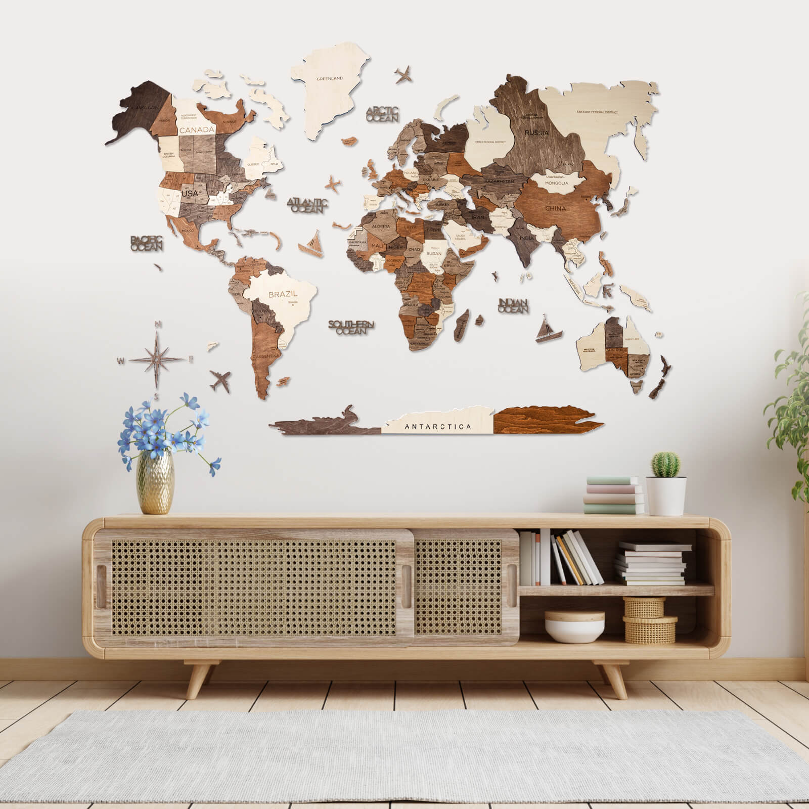 Mappa decorativa parete soggiorno stile multicolore