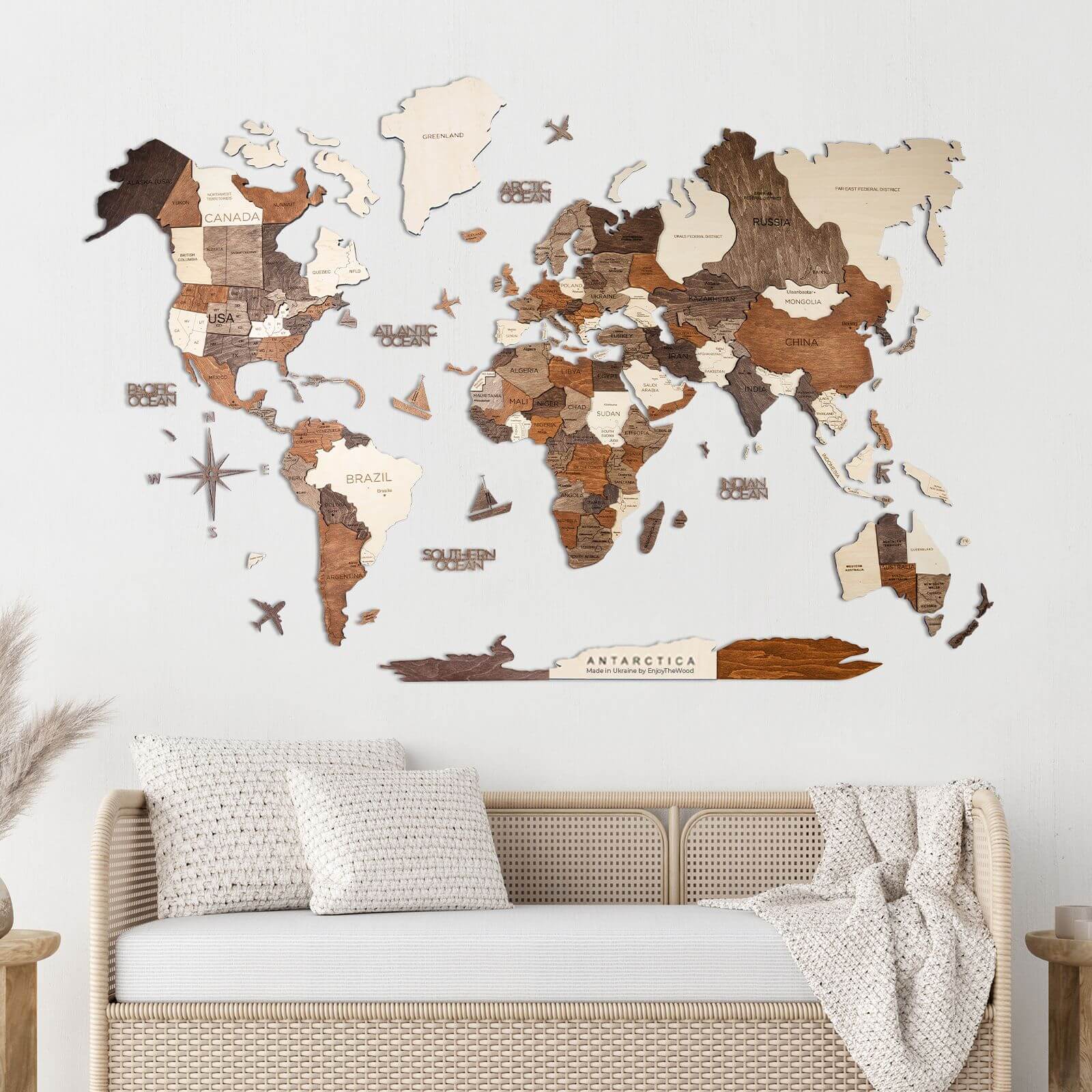 Mappa decorativa parete soggiorno stile multicolore