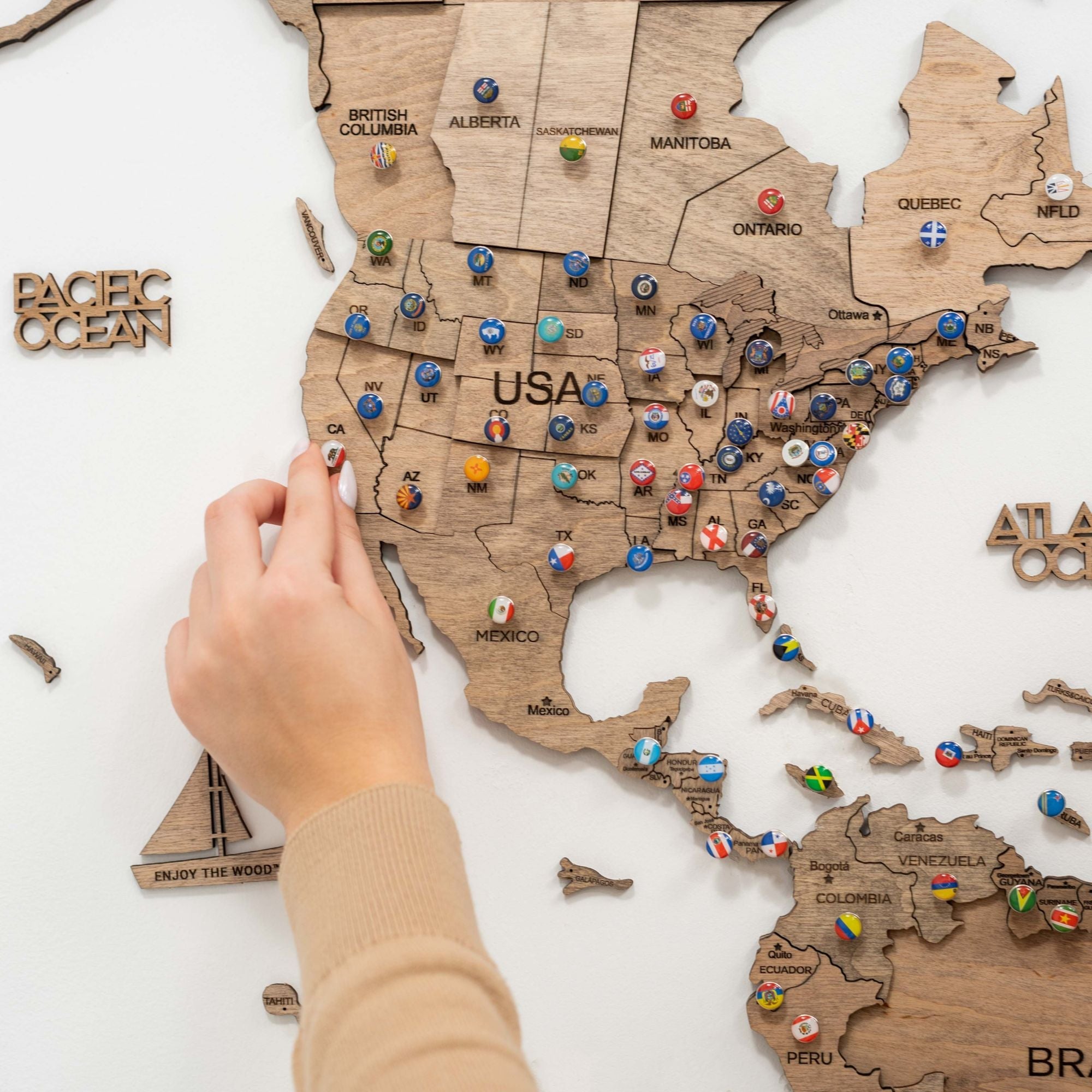 Mappa murale legno Terra decorazione casa
