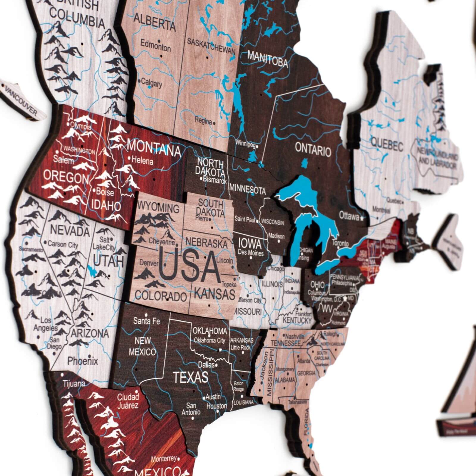 Mappa del mondo 3D in legno Urban stile contemporaneo