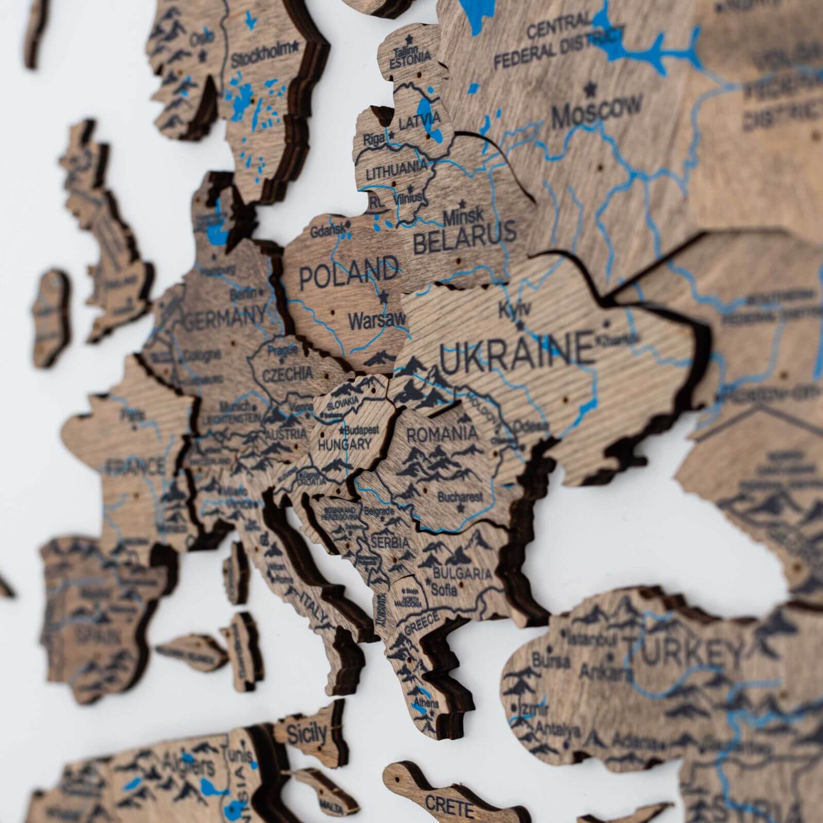 Mappa murale legno Terra decorazione casa