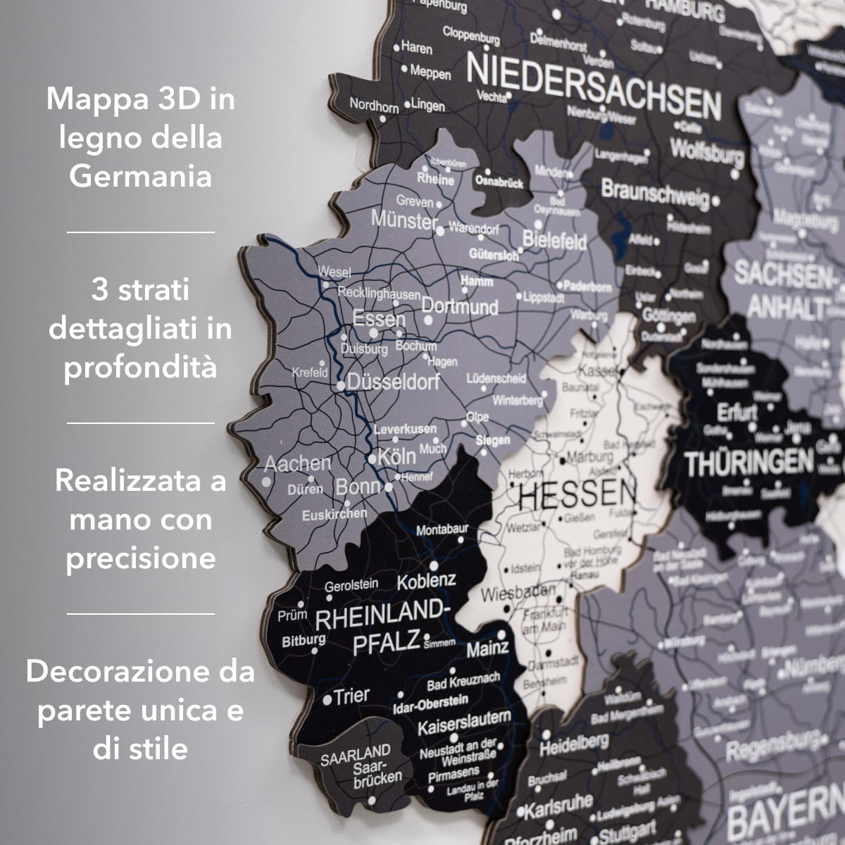 Mappa della Germania in legno Nordik