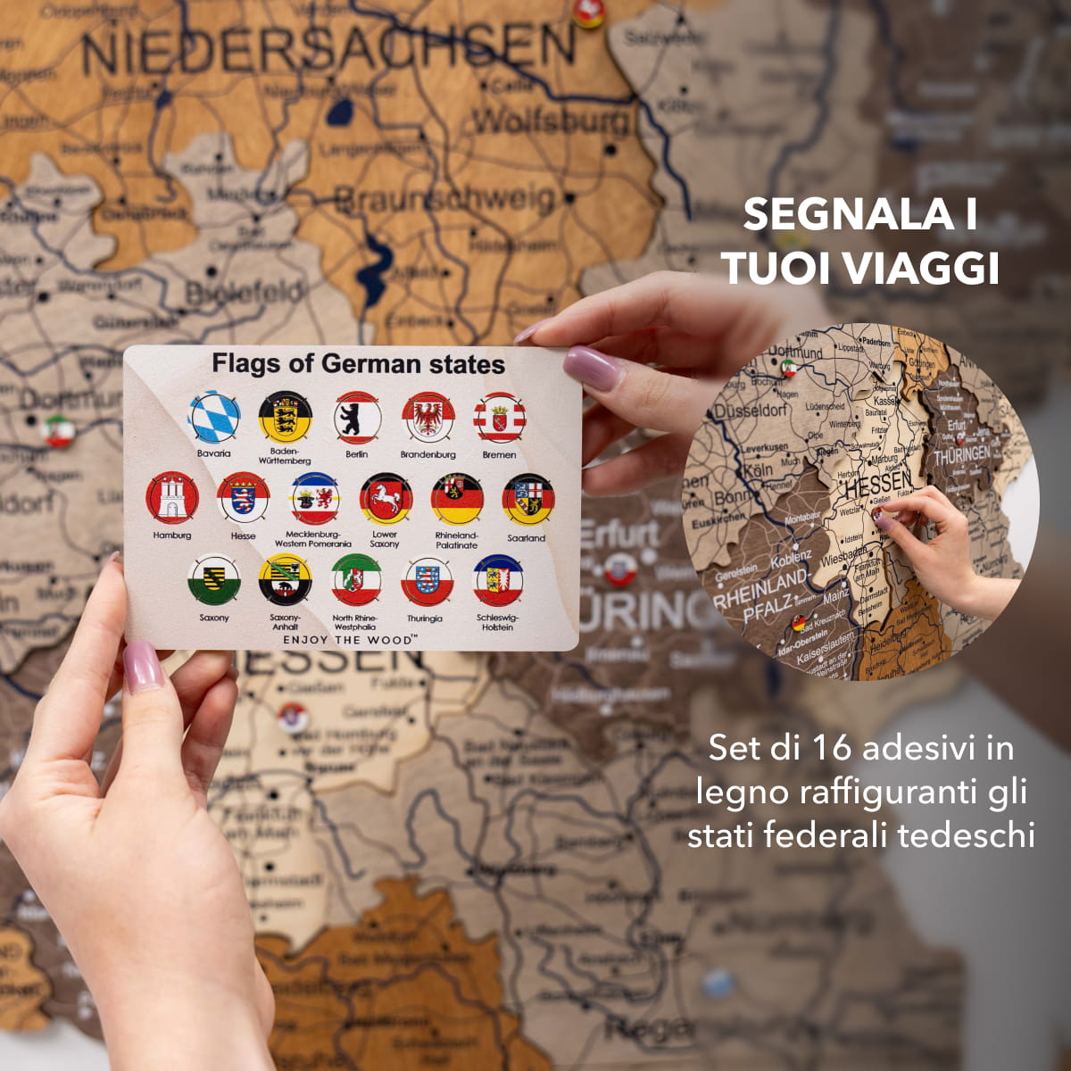 Mappa della Germania in legno Multicolor