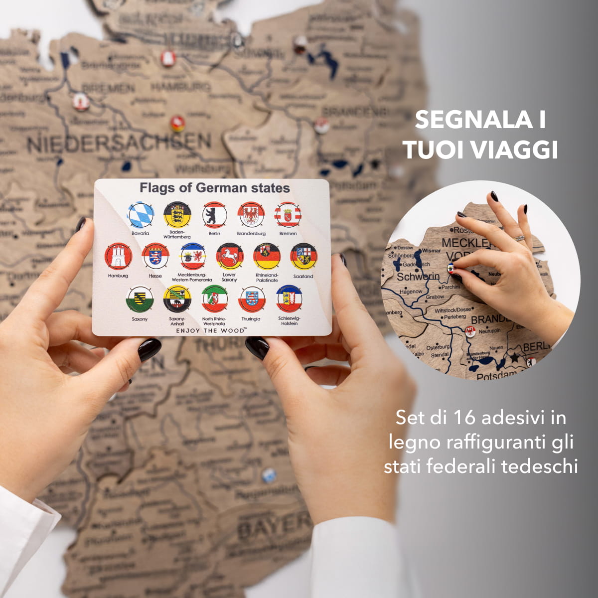 Mappa della Germania in legno Terra