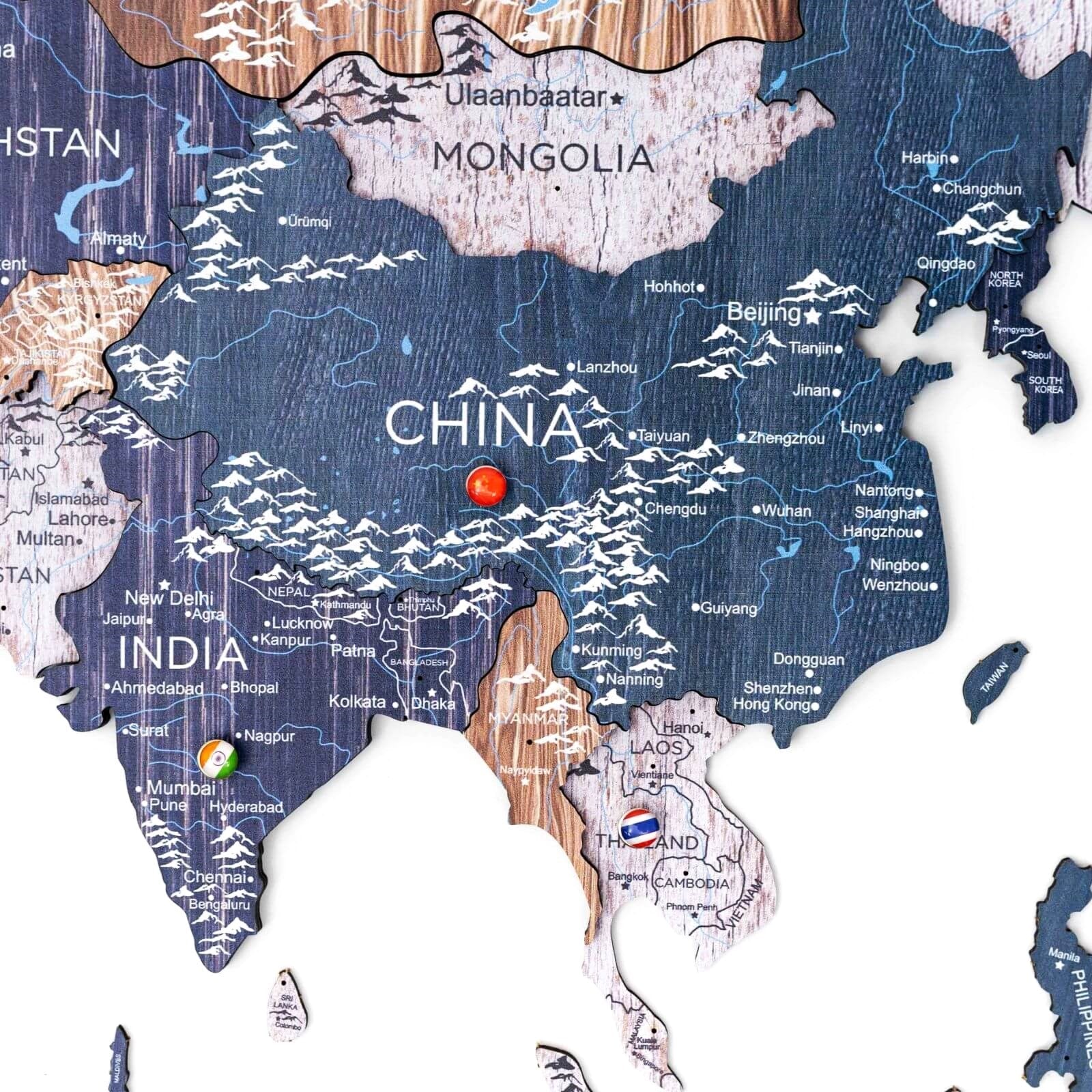 Mappa del mondo 3D in legno Mystery multicolore