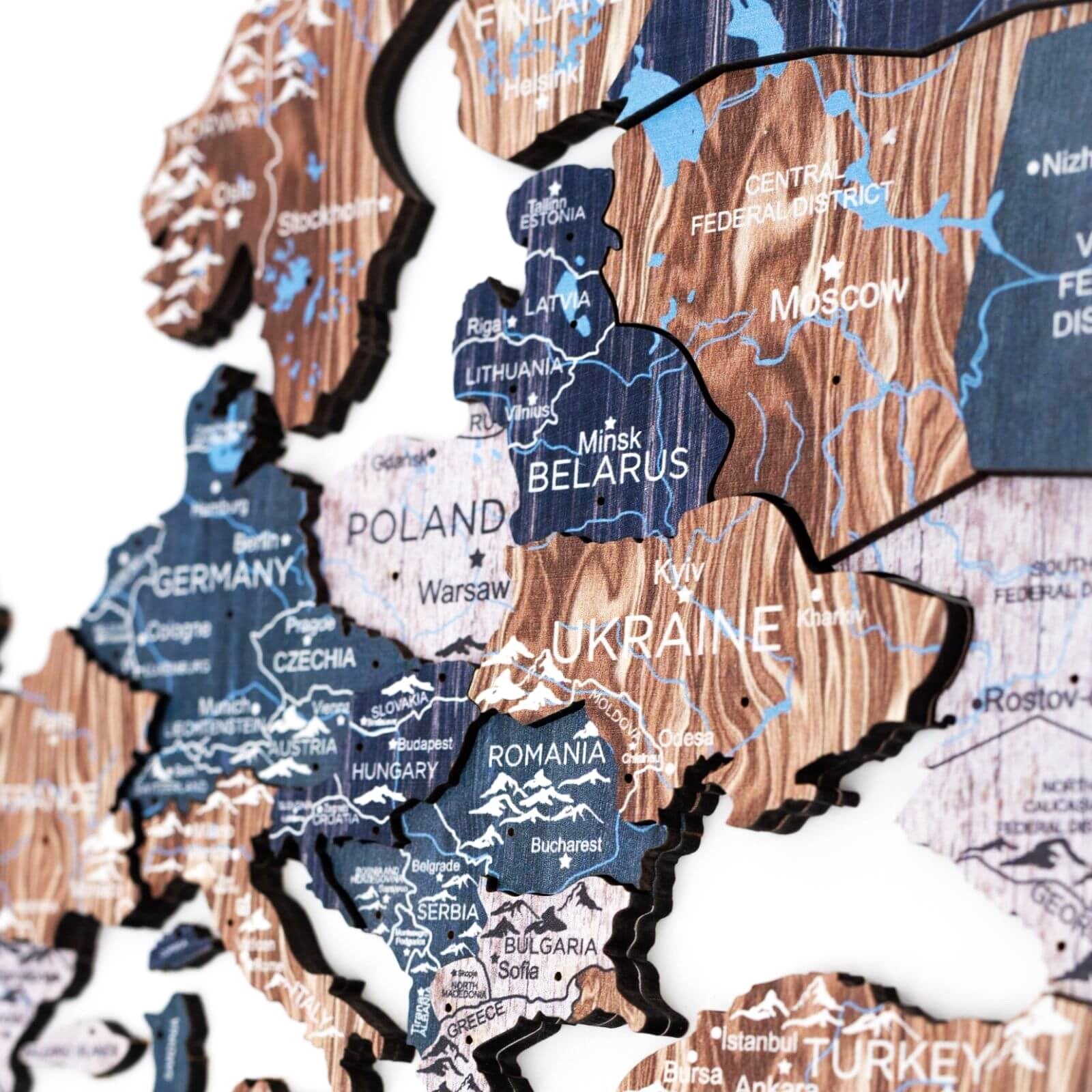 Mappa del mondo 3D in legno Mystery multicolore