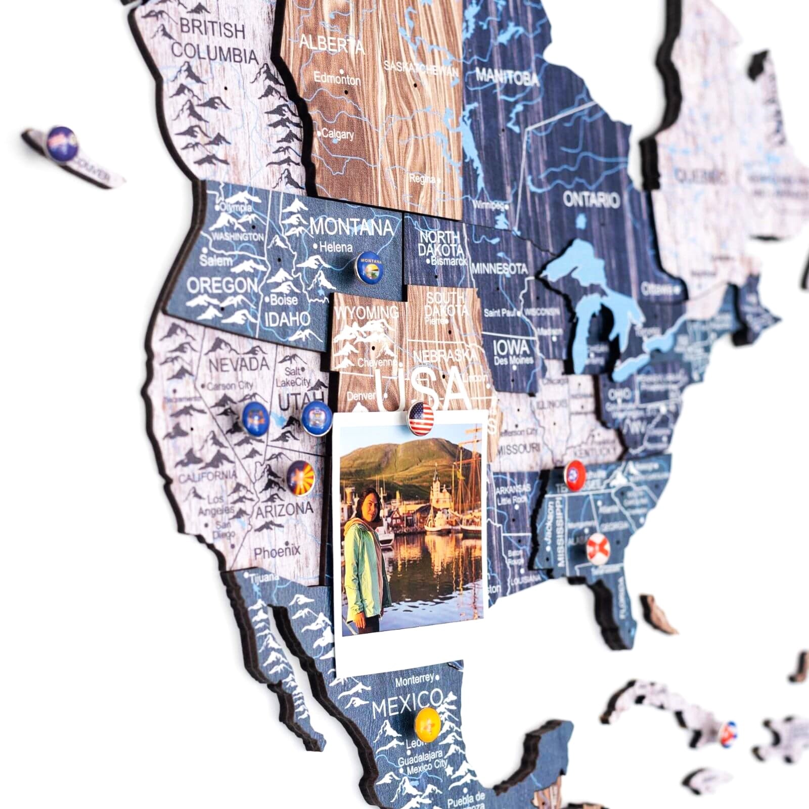 Mappa del mondo 3D in legno Mystery multicolore