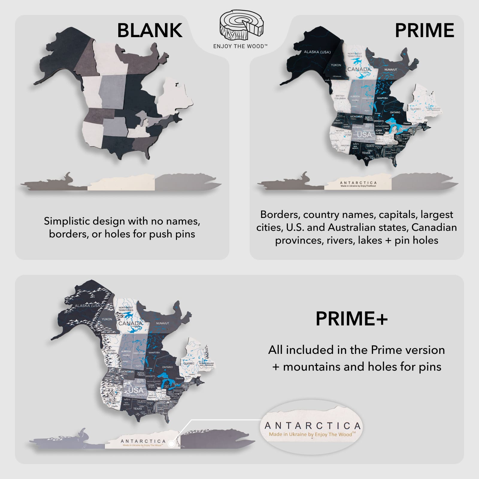 Mappa del mondo 3D in legno Nordik design scandinavo