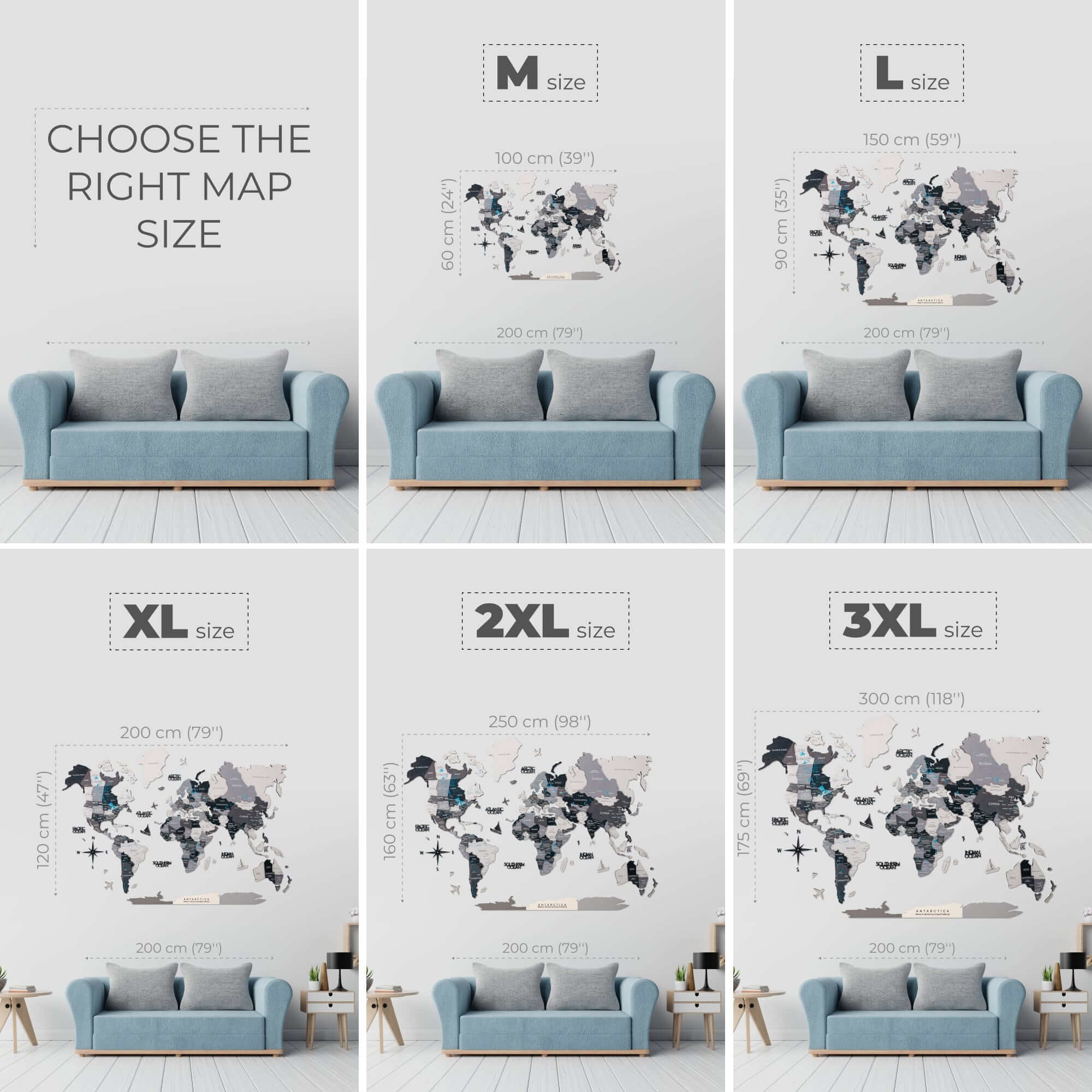 Mappa del mondo 3D in legno Nordik design scandinavo