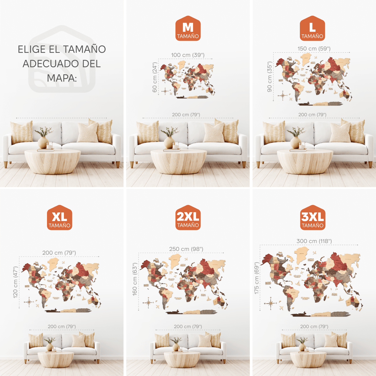 Mappa del Mondo 3D in Legno Fusion