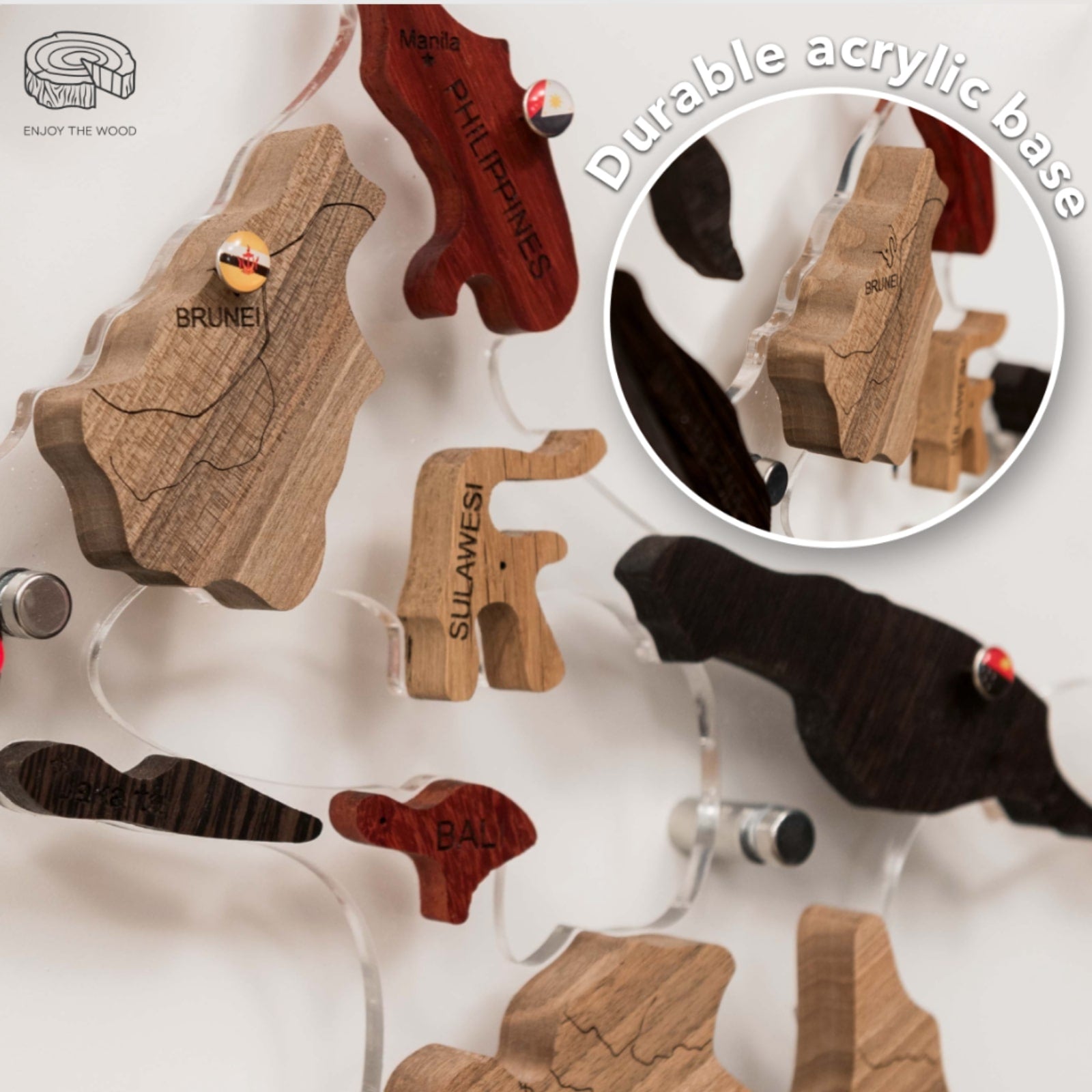 Mappa del Mondo 3D in Legno Massello