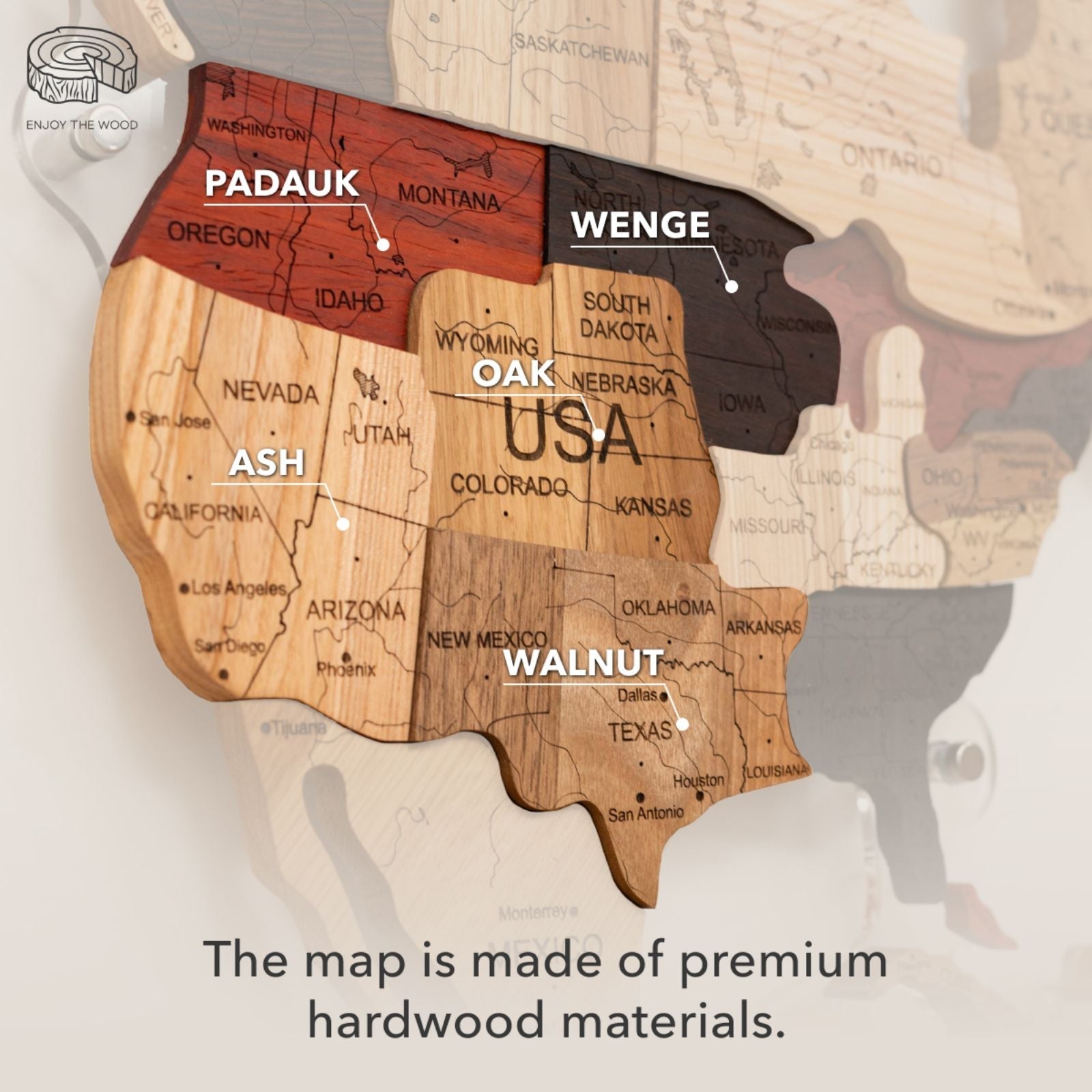 Mappa del Mondo 3D in Legno Massello