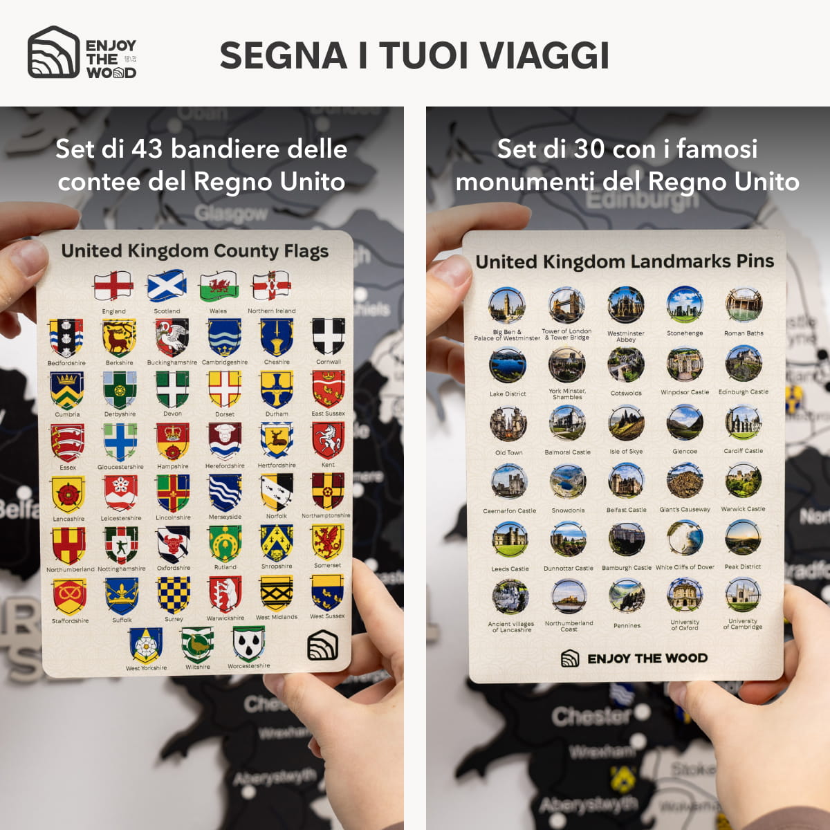 Mappa 3D del Regno Unito in legno Nordik