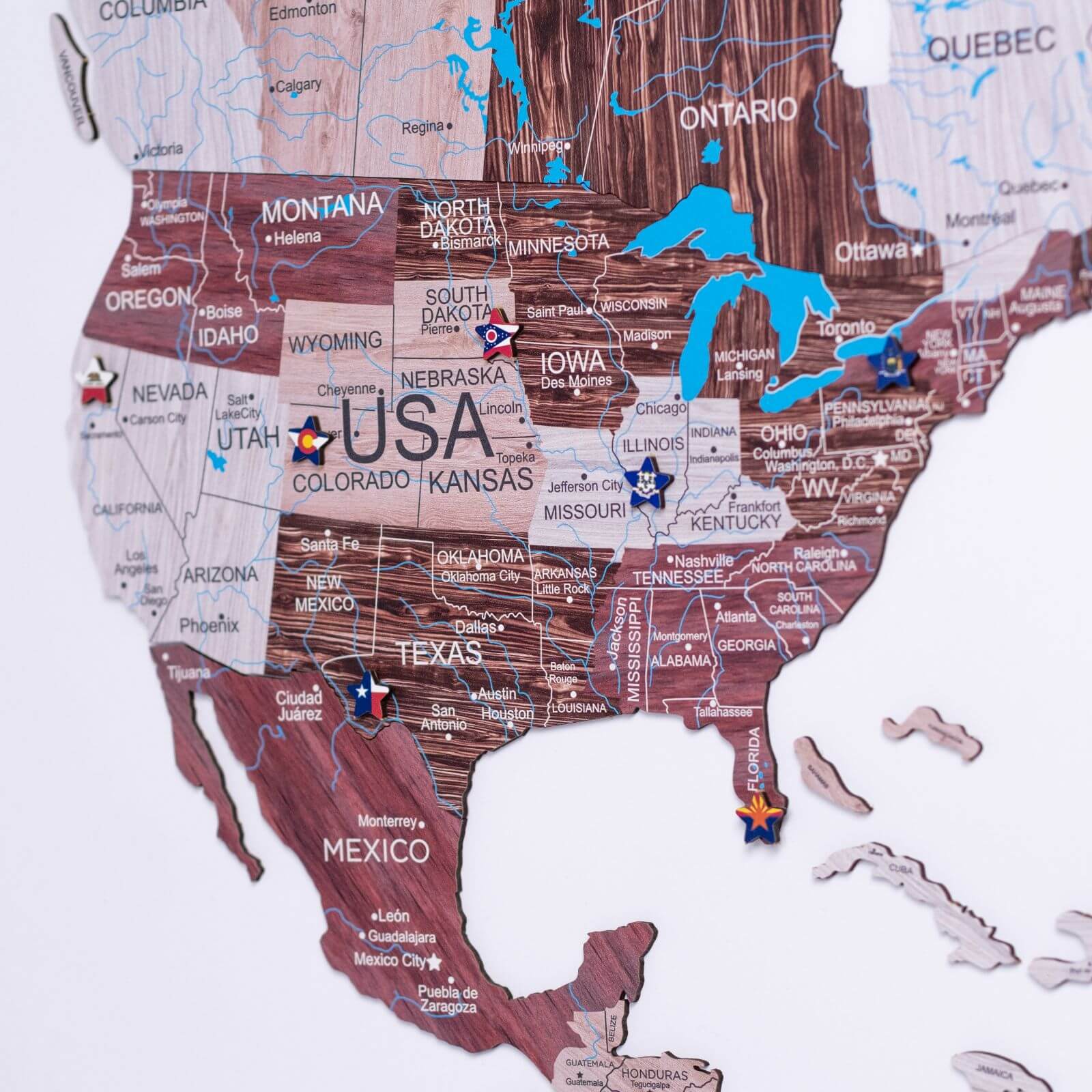 Mappa del Mondo 2D in Legno Cappuccino