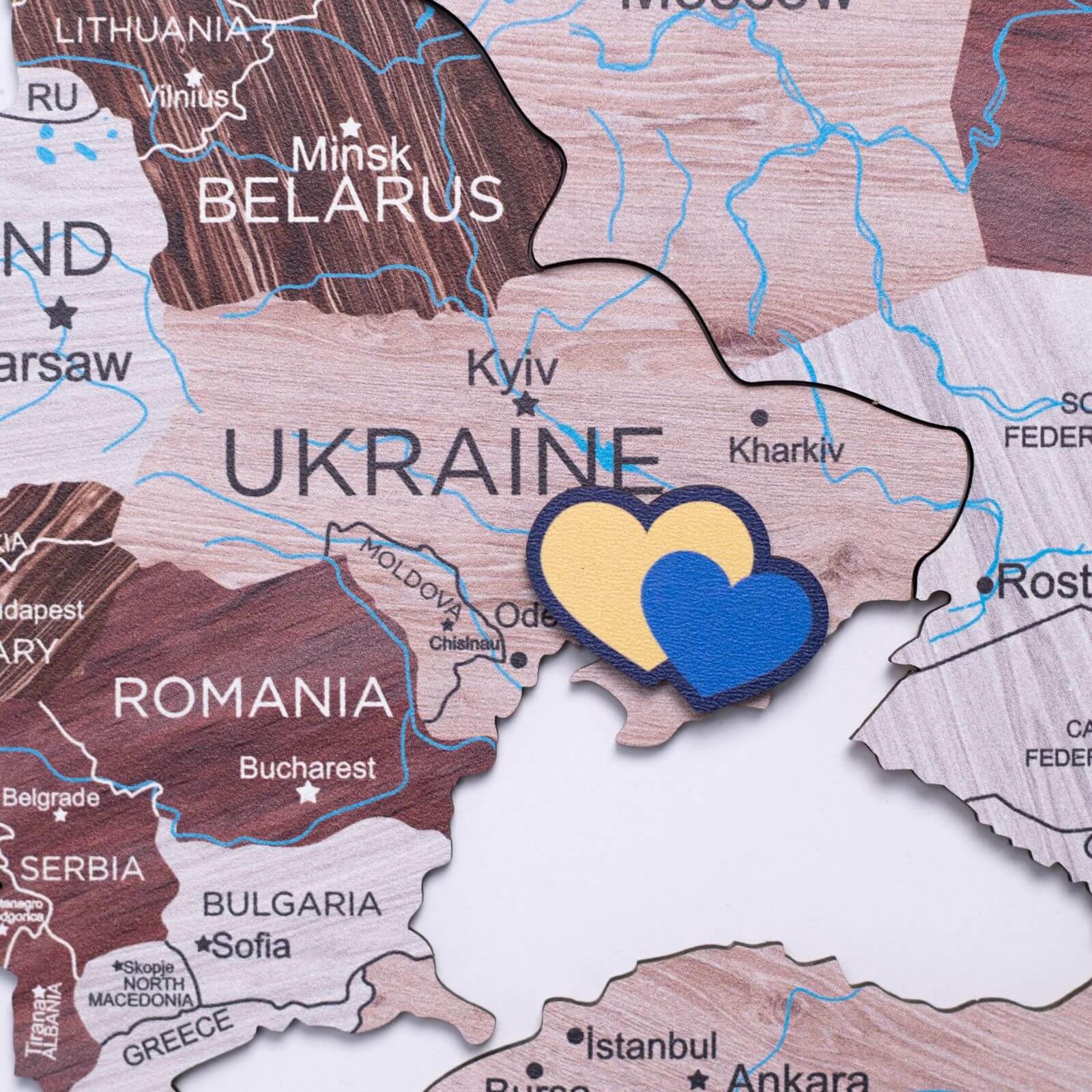 Mappa del Mondo 2D in Legno Cappuccino