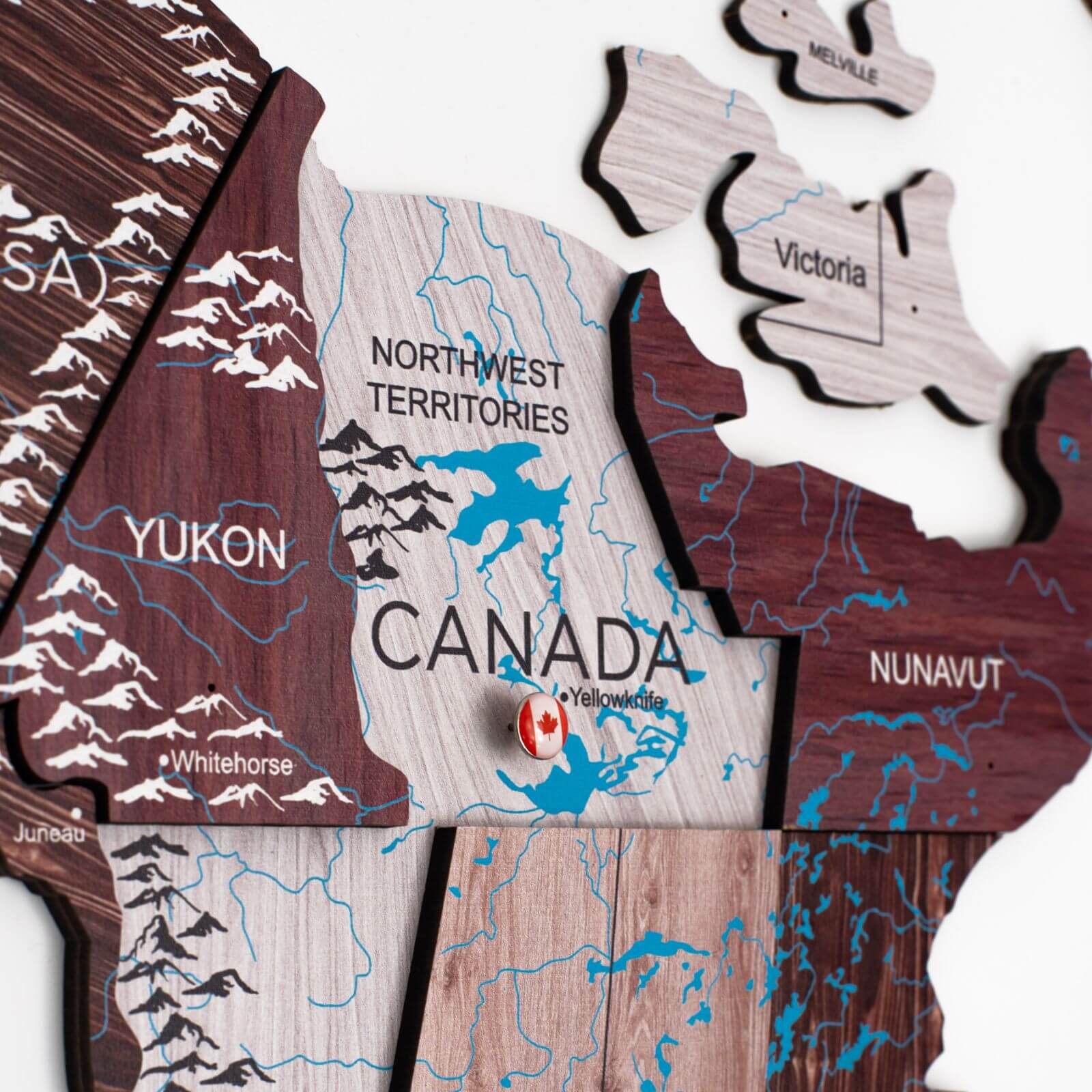 Mappa del mondo 3D in legno Cappuccino decorazione da parete