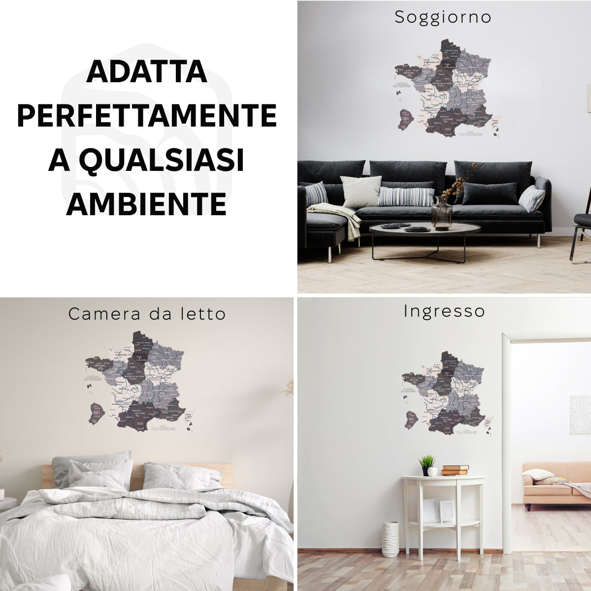 Mappa della Francia in legno Nordik