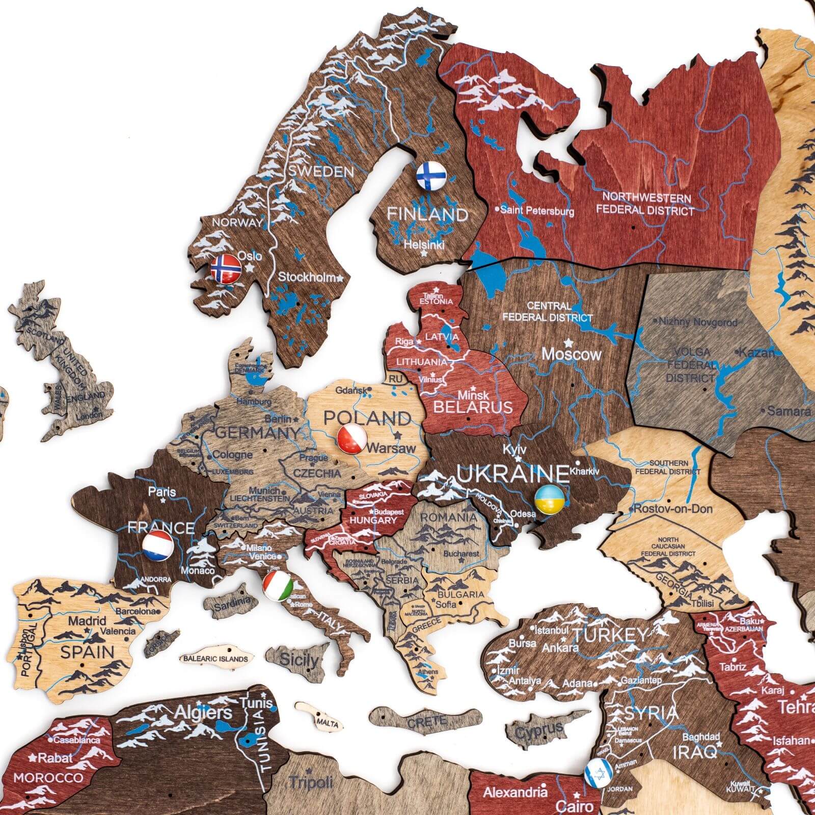 Mappa del Mondo 3D in Legno Fusion