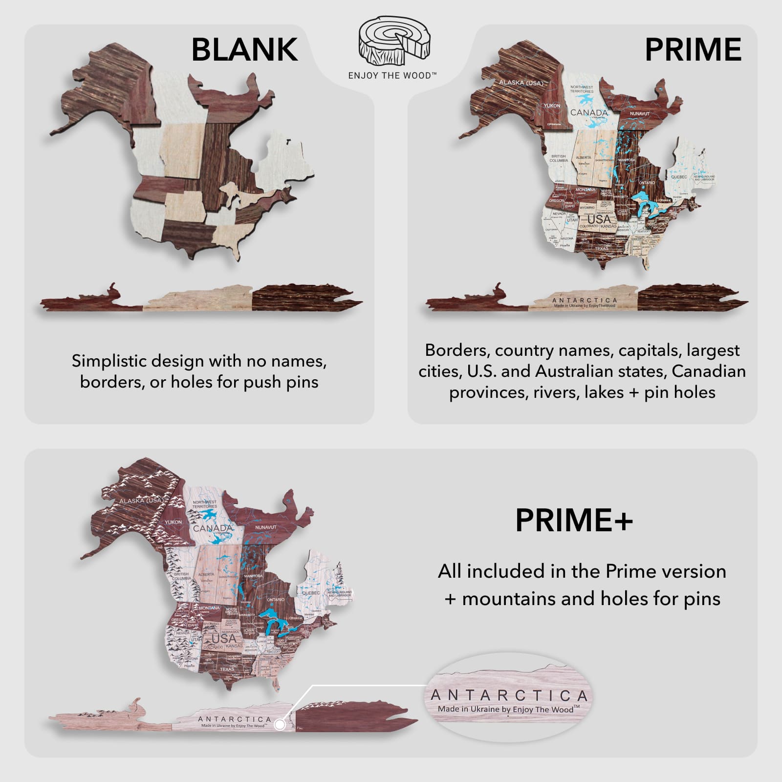 Mappa del mondo 3D in legno Cappuccino decorazione da parete