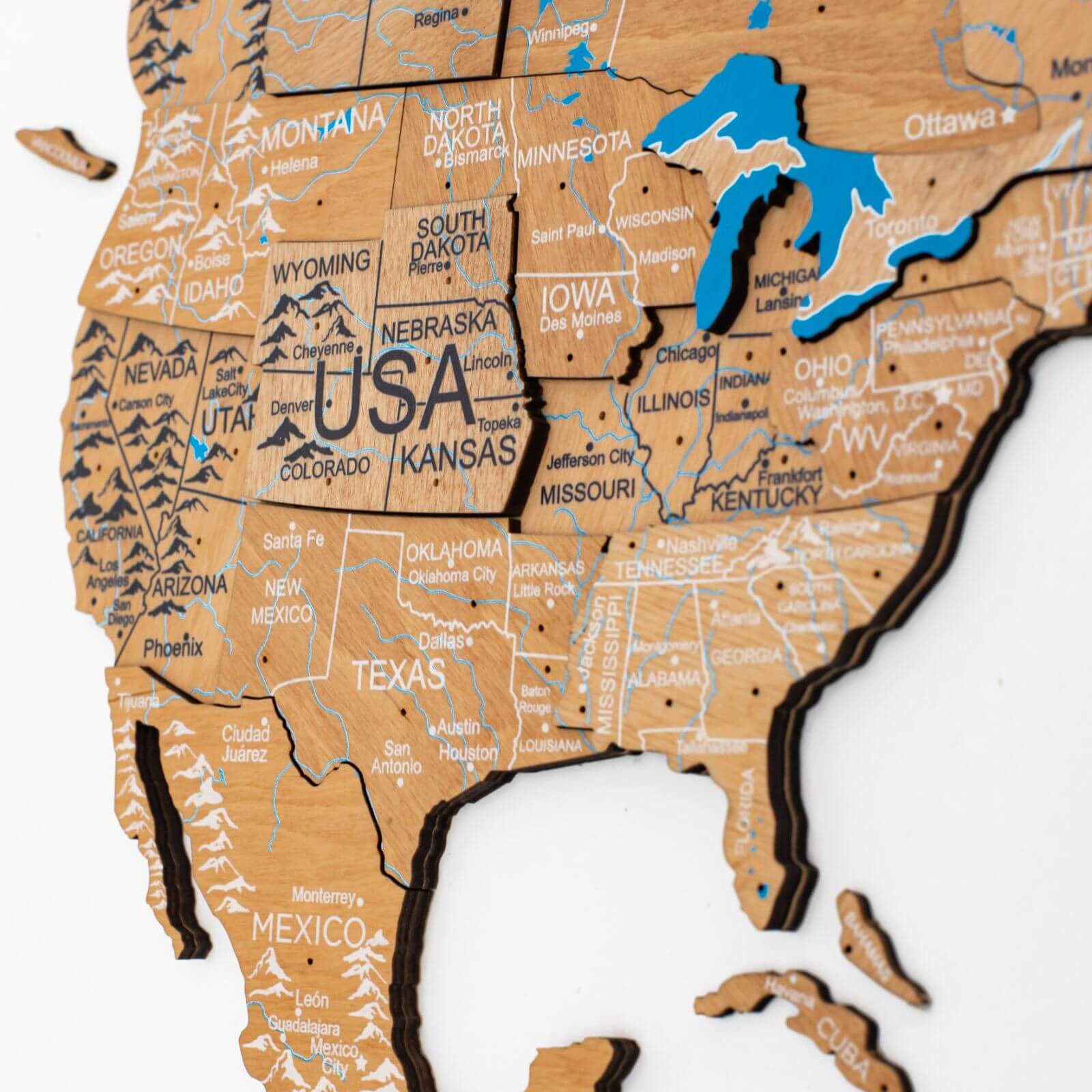 Arredamento minimalista mappa mondo legno chiaro