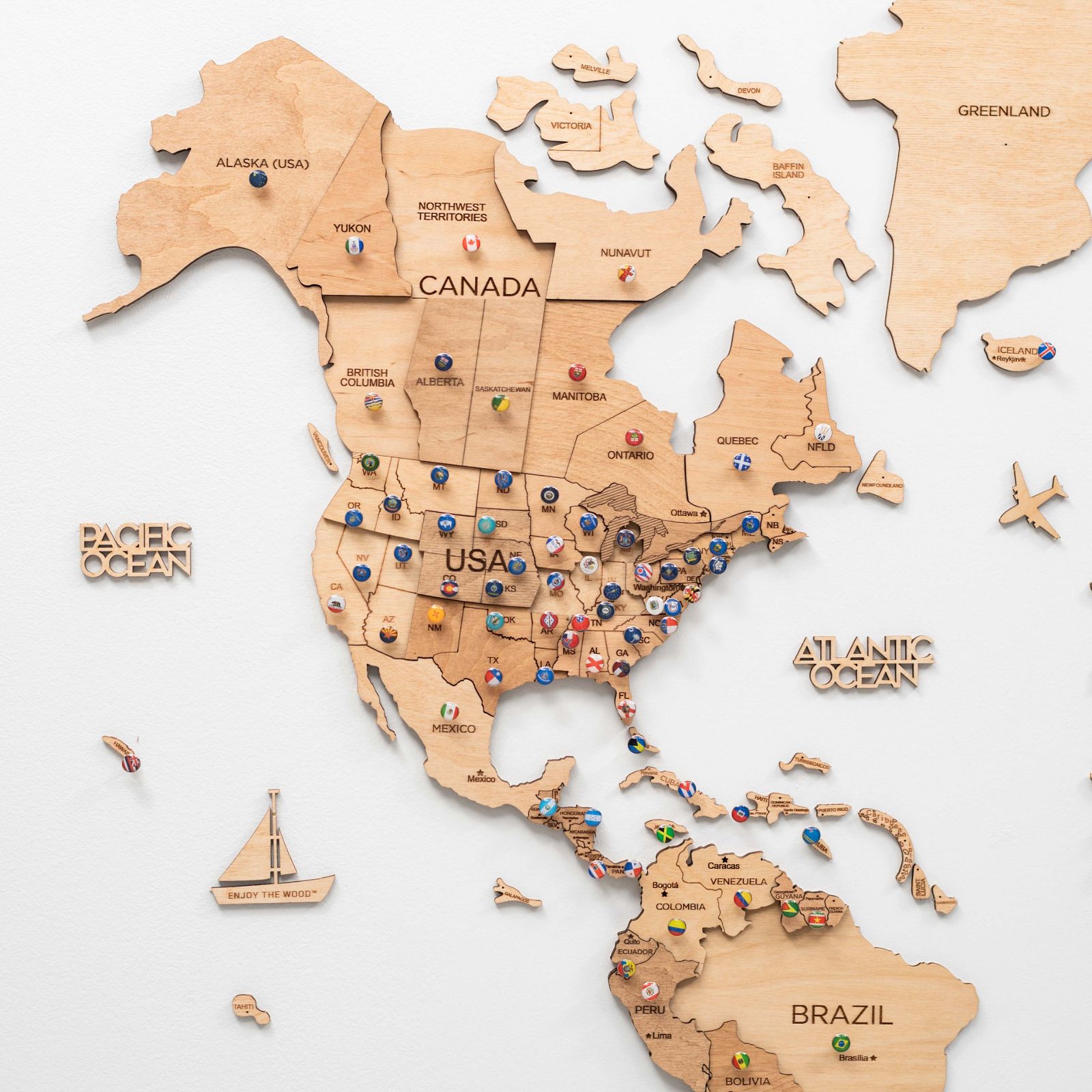 Mappa decorativa da parete legno chiaro