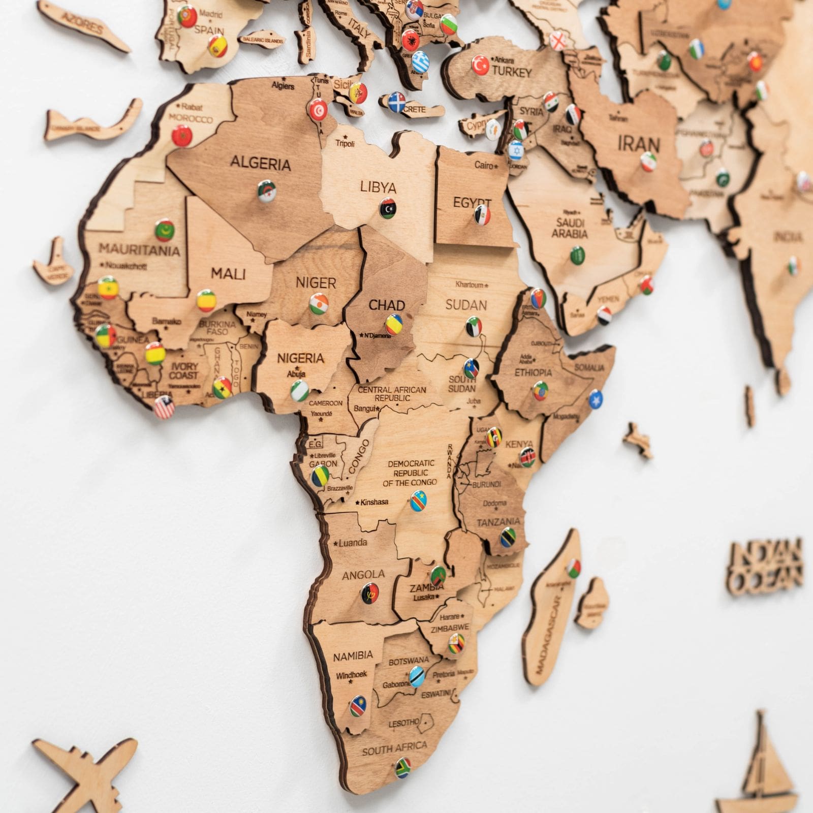 Mappa decorativa da parete legno chiaro