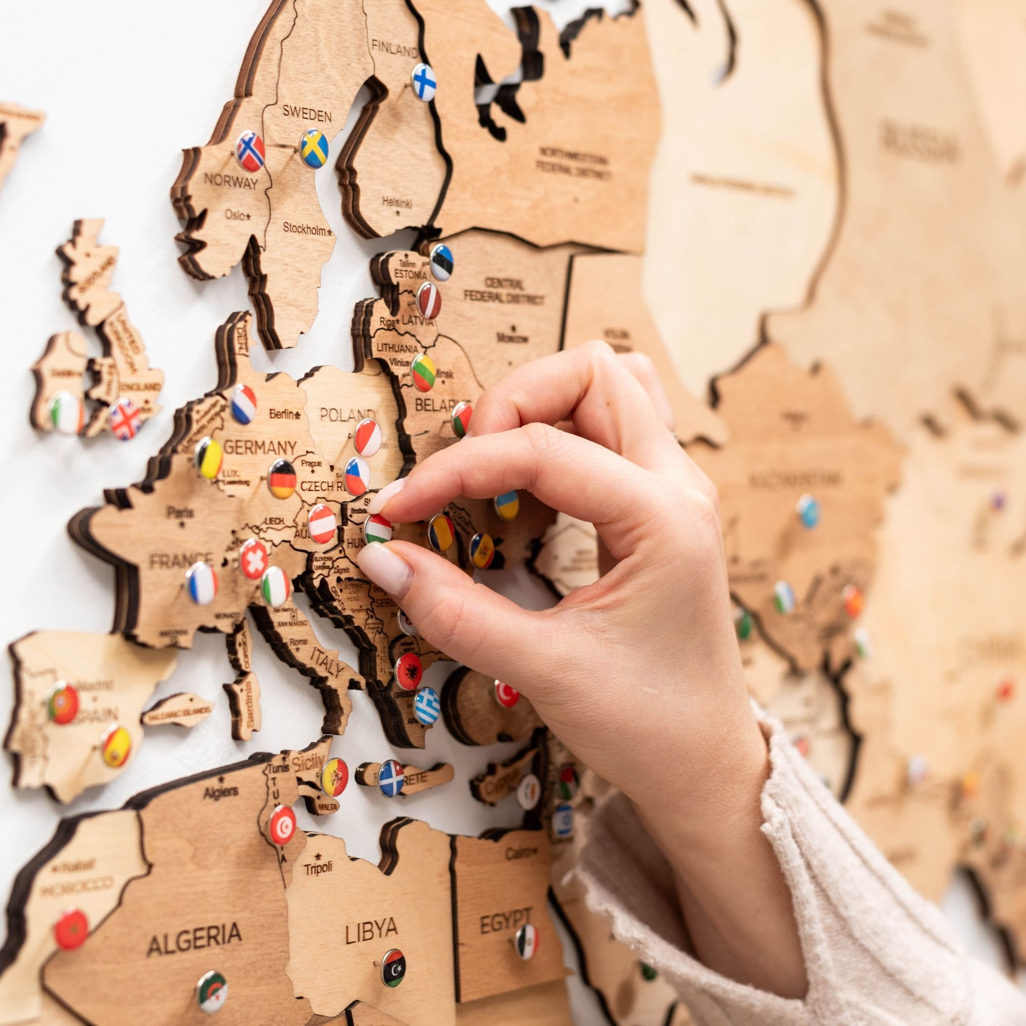 Mappa decorativa da parete legno chiaro