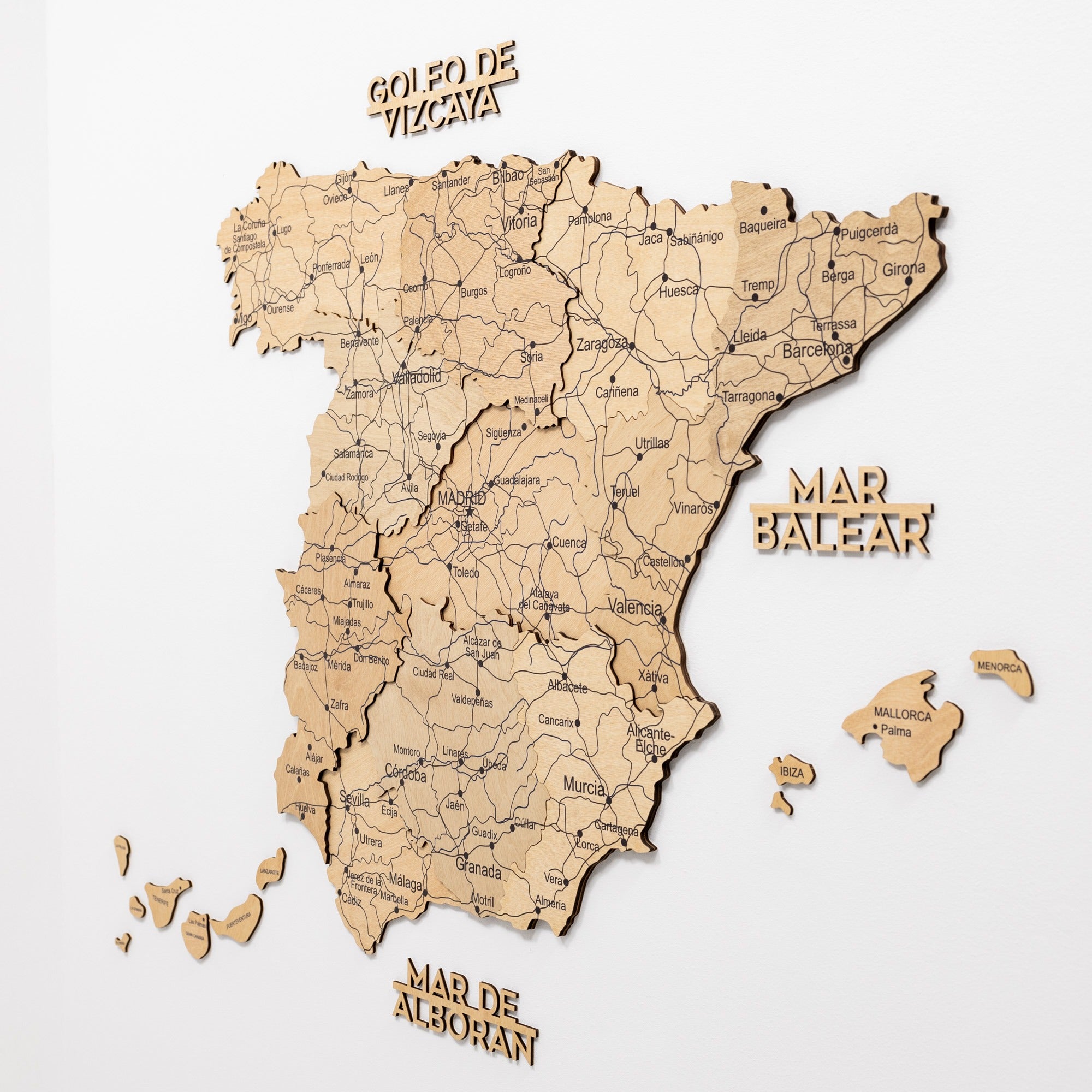 Mappa della Spagna in legno Gold