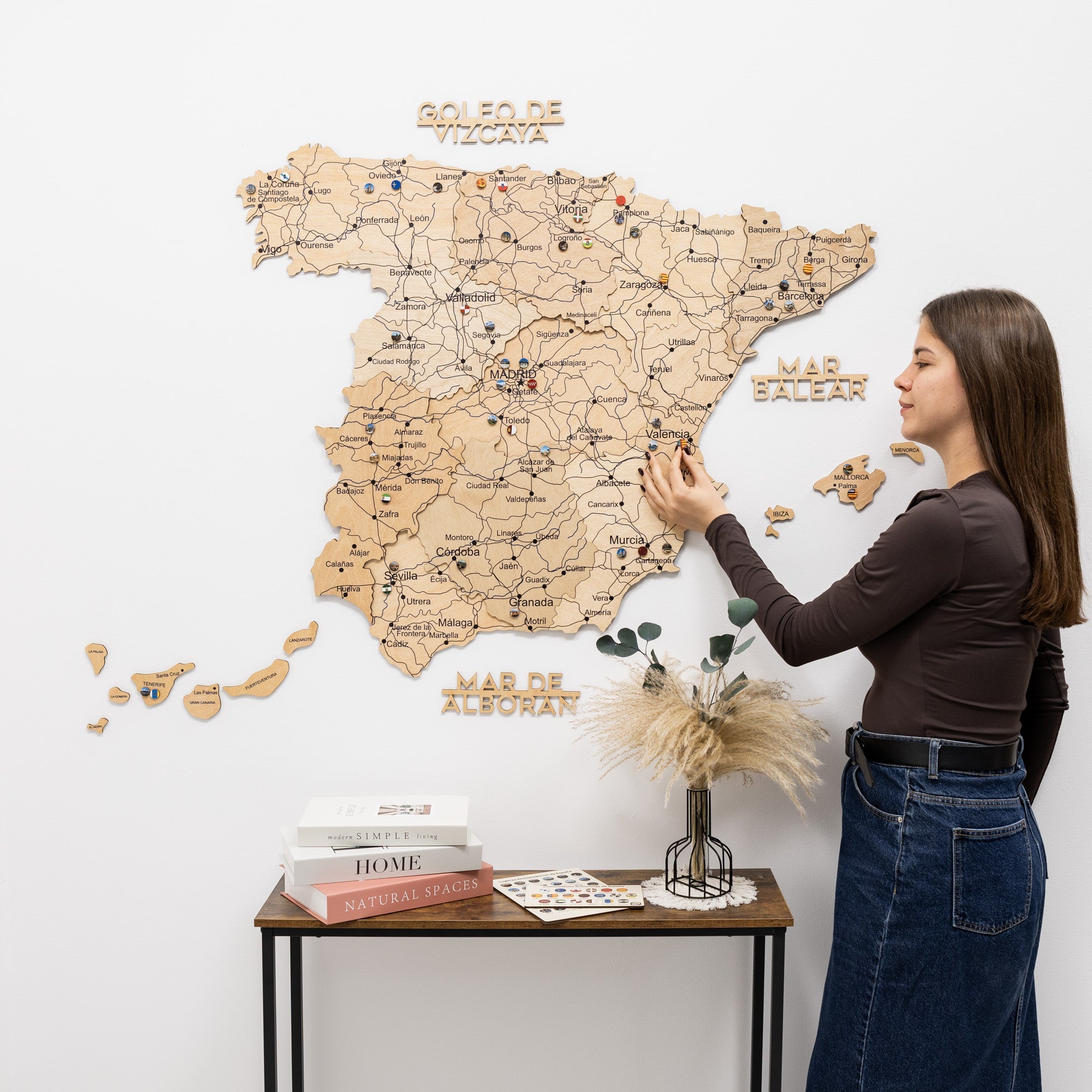 Mappa della Spagna in legno Gold