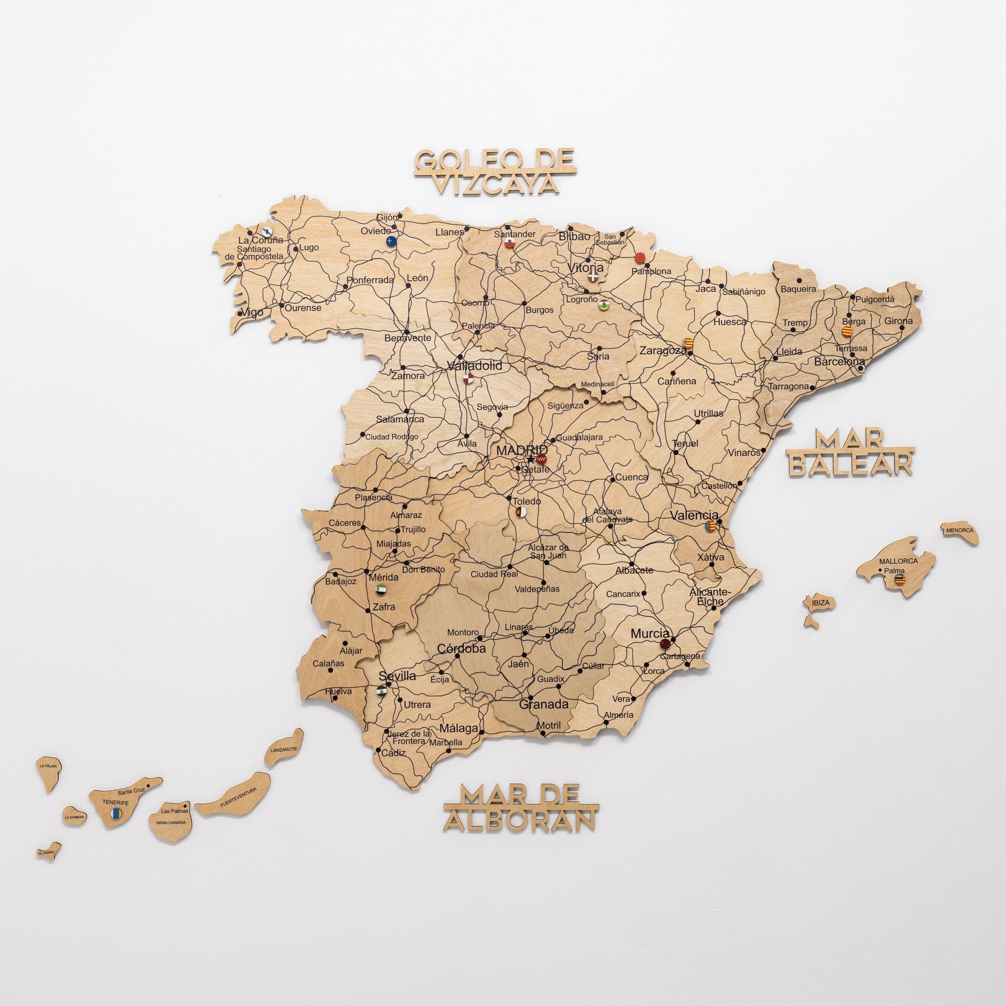 Mappa della Spagna in legno Gold