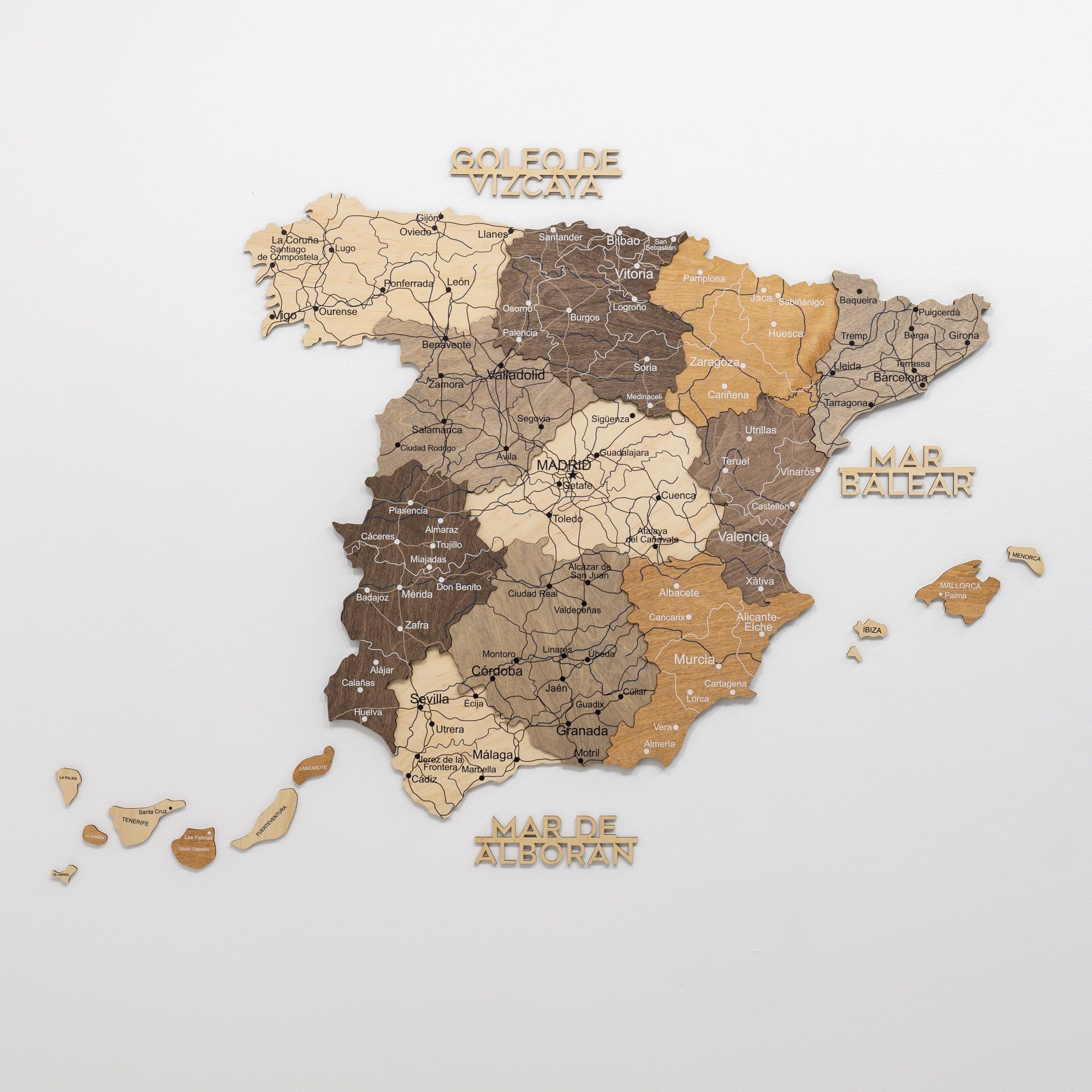 Mappa della Spagna in legno Multicolor